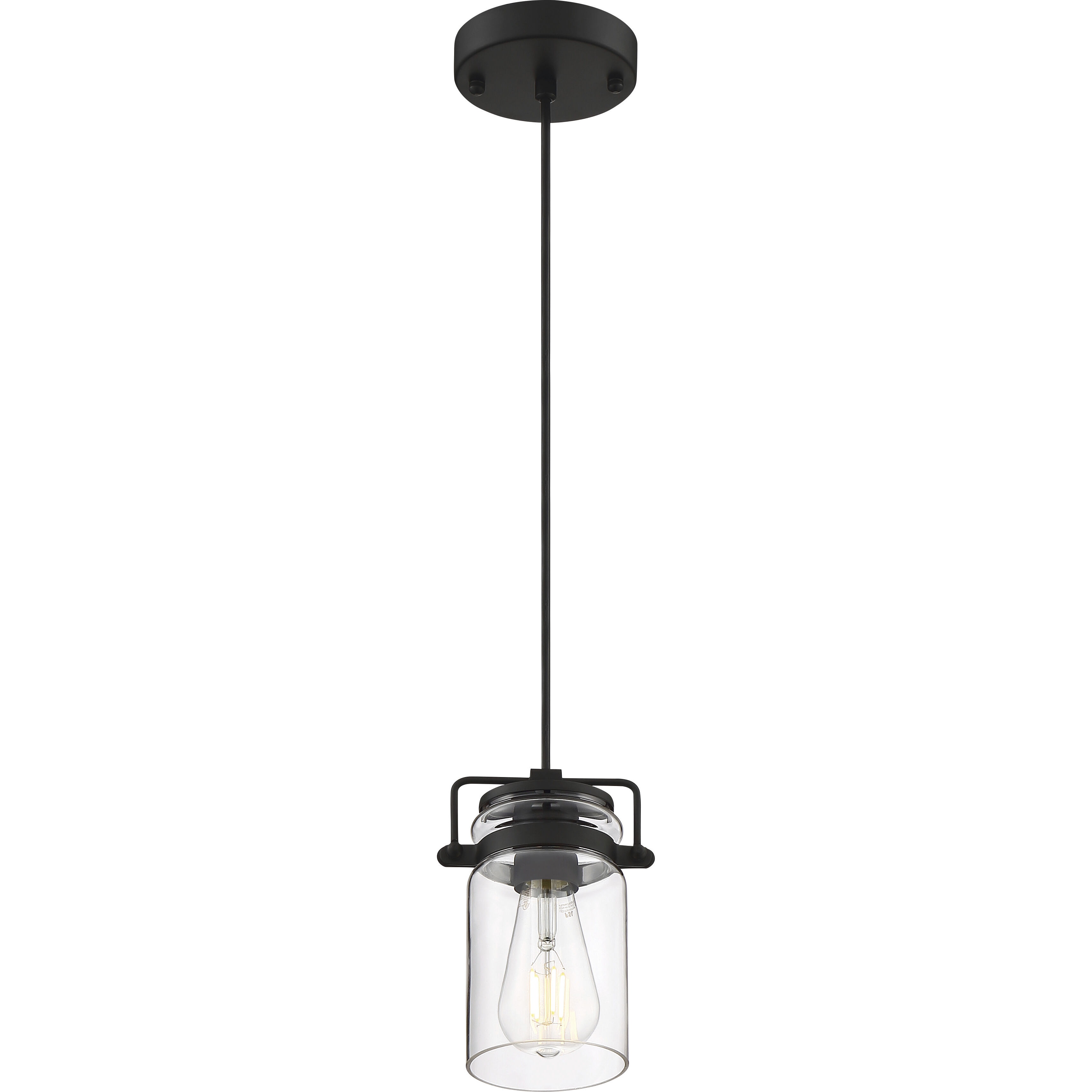 Antebellum 1 Light 5 inch Matte Black and Clear Mini Pendant Ceiling Light