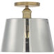 Motif 1 Light 10 inch Brushed Brass and Smoked Glass Semi Flush Mount Fixture Ceiling Light