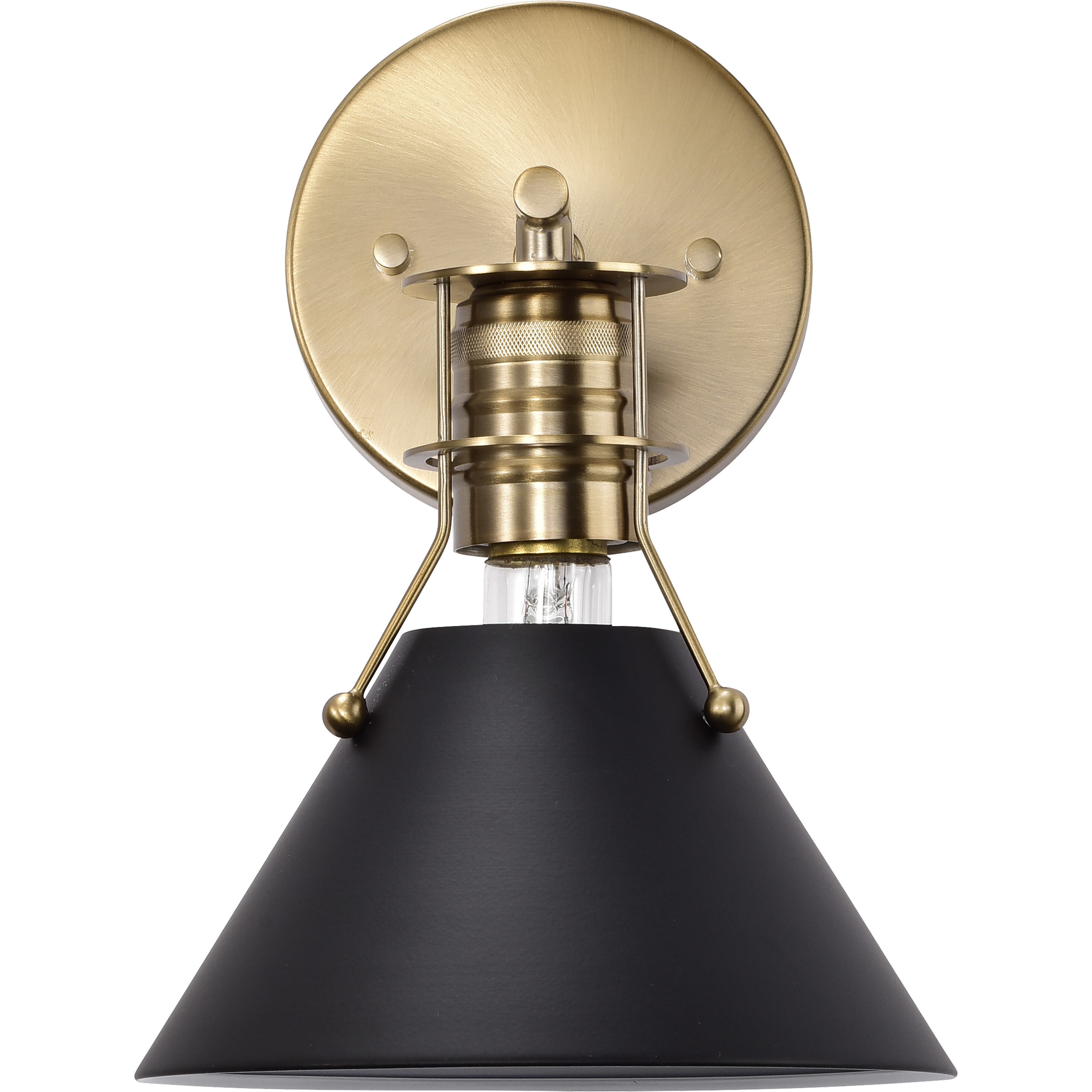 Outpost 1 Light 7 inch Matte Black/Burnished Brass Bathroom Vanity Lights Wall Light