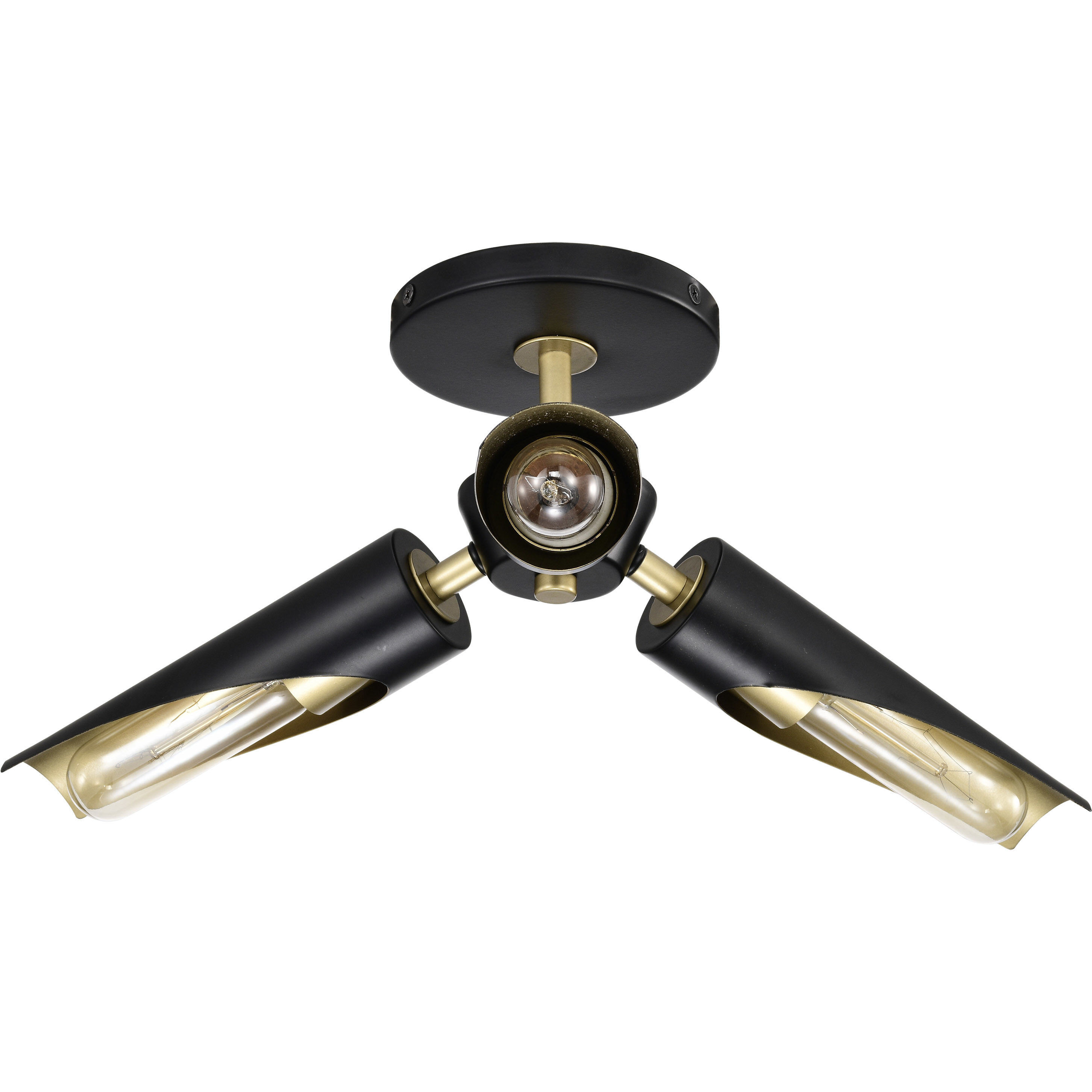 Marc 3 Light 16 inch Matte Black Semi Flush Mount Ceiling Light