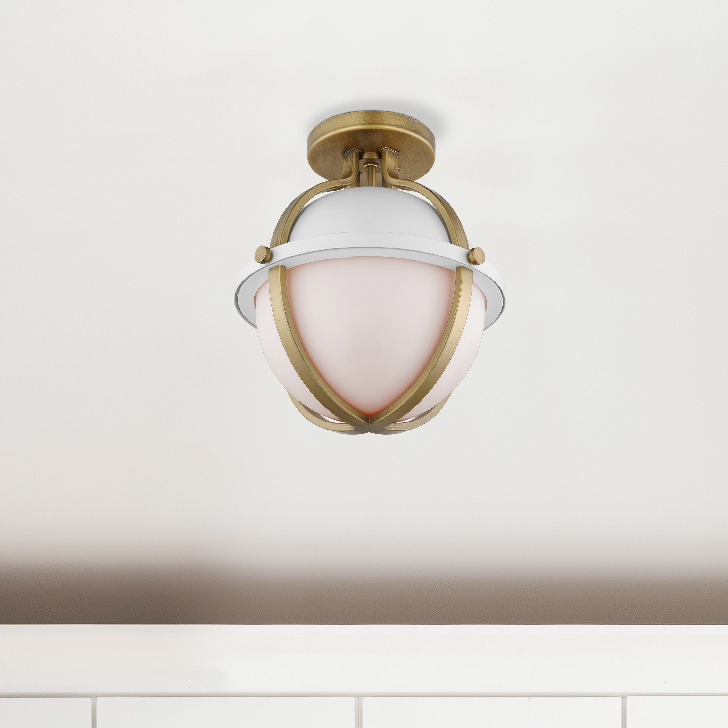 Lincoln 1 Light 11 inch Matte White Semi Flush Mount Ceiling Light