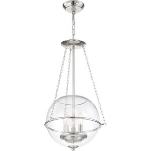 Odyssey 3 Light 15 inch Polished Nickel and Clear Pendant Ceiling Light