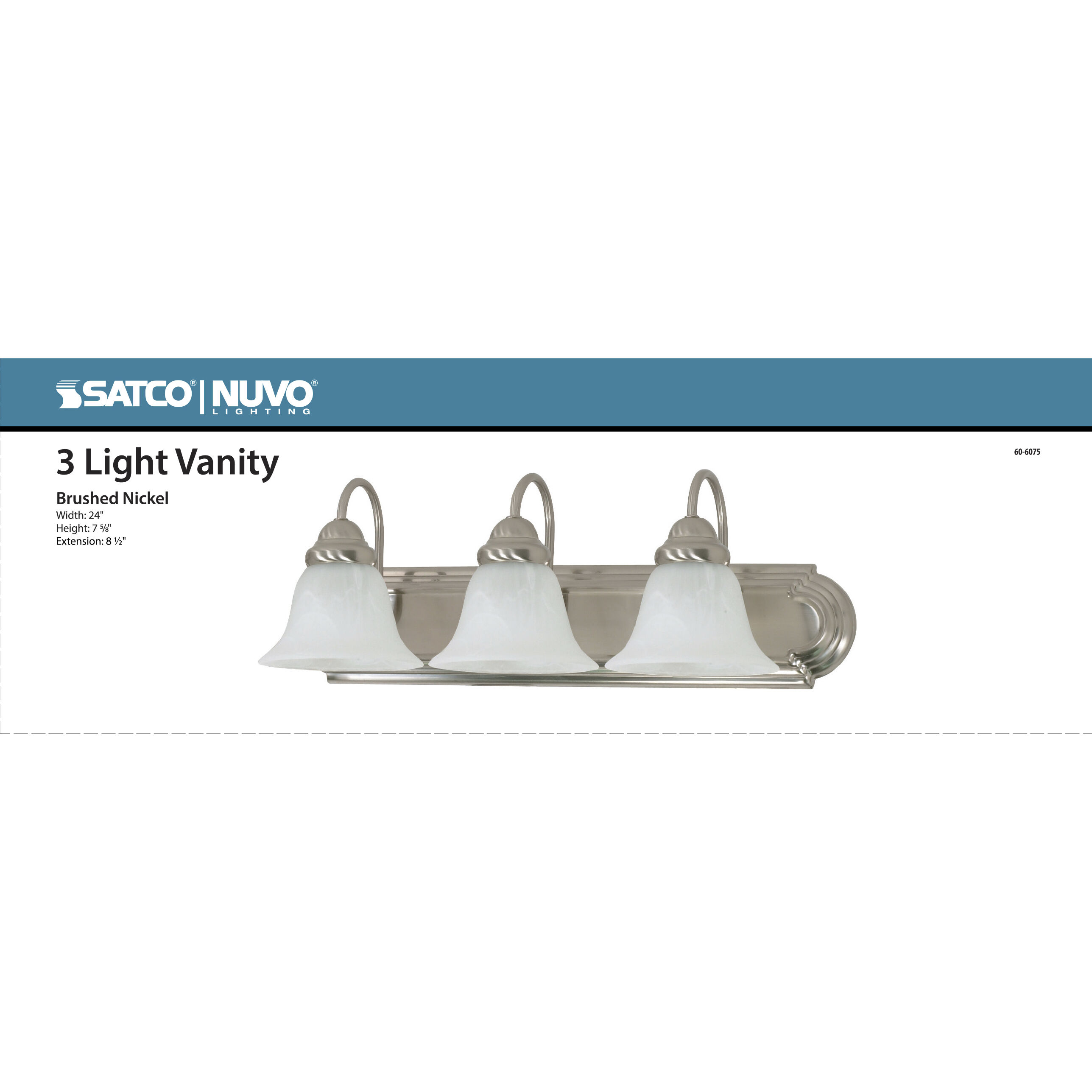 Brentwood 3 Light 24 inch Brushed Nickel Vanity Light Wall Light