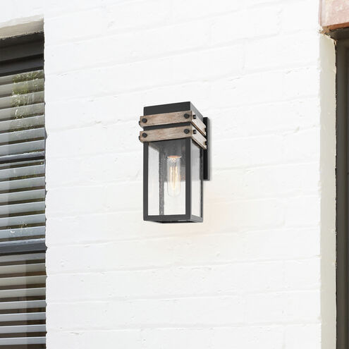 Homestead 1 Light 11 inch Black/Wood Outdoor Wall Sconce