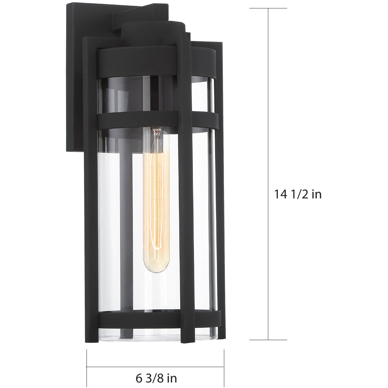 Tofino 1 Light 15 inch Textured Black and Clear Seeded Outdoor Wall Lantern, Medium