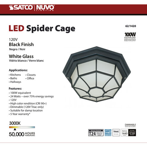 Brentwood LED 5 inch Aluminum and Frosted Outdoor Cage Fixture