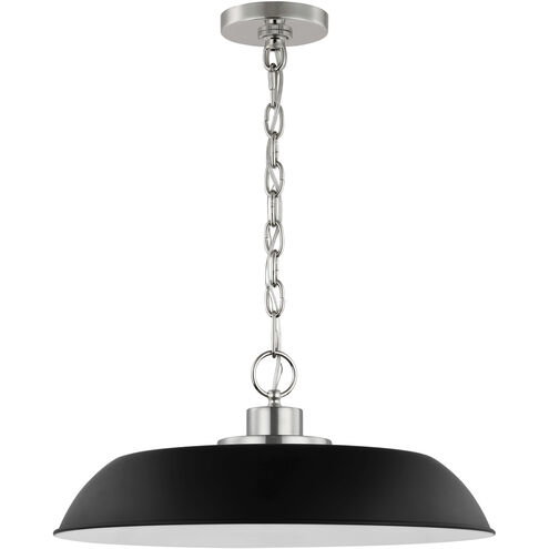 Colony 1 Light 20 inch Matte Black/Polished Nickel Pendant Ceiling Light