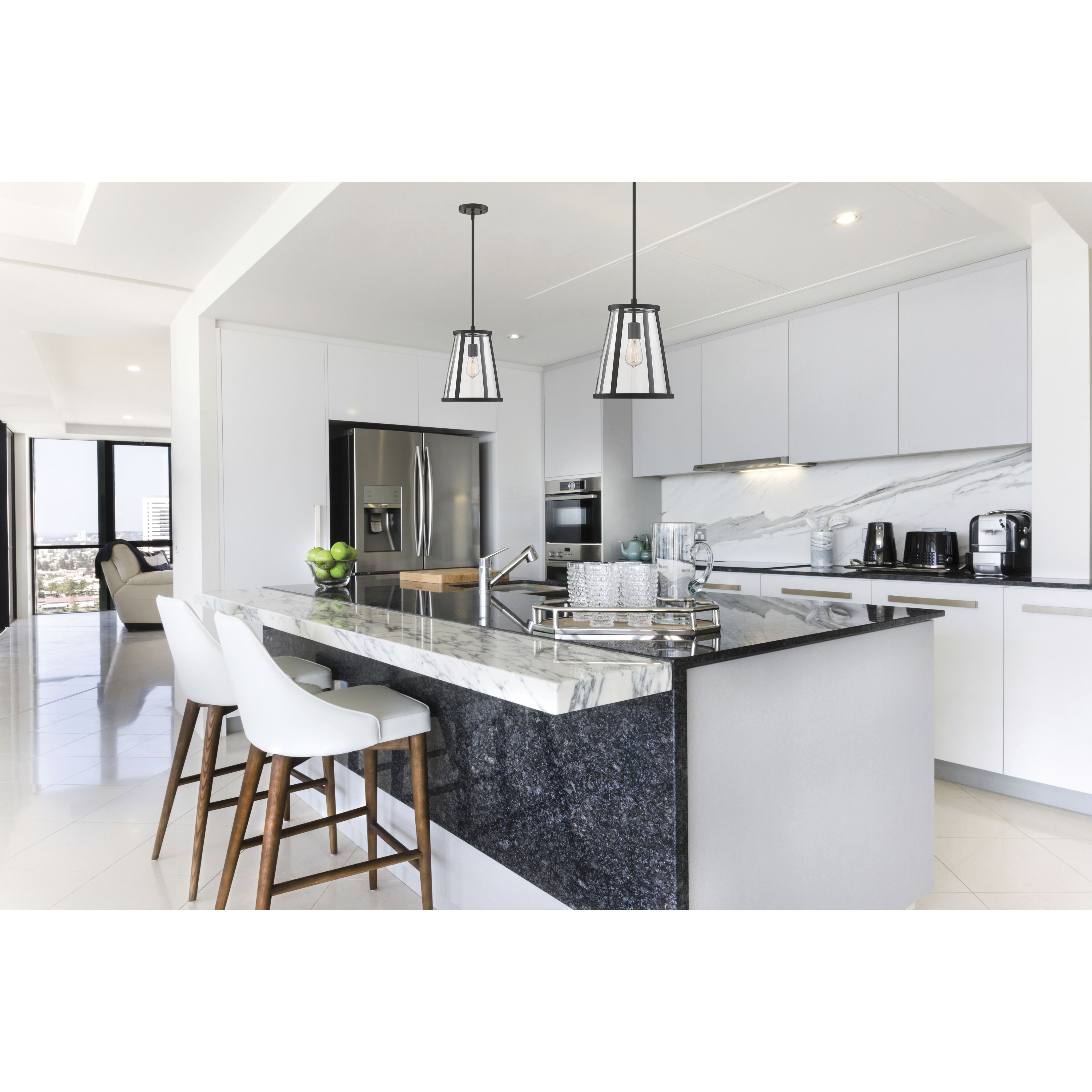 Bruge 1 Light 11 inch Matte Black and Clear Pendant Ceiling Light