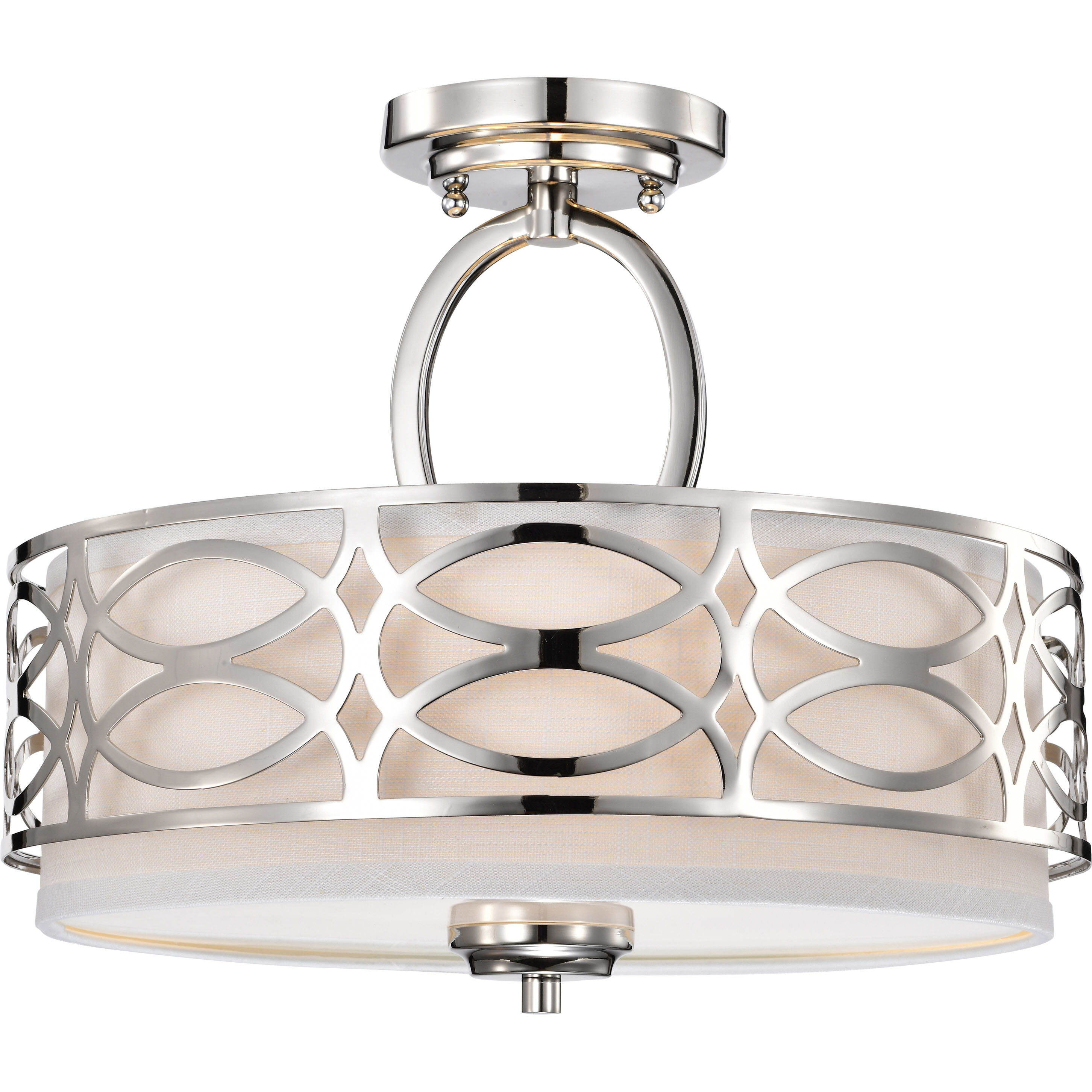 Harlow 3 Light 15 inch Polished Nickel Semi Flush Mount Ceiling Light