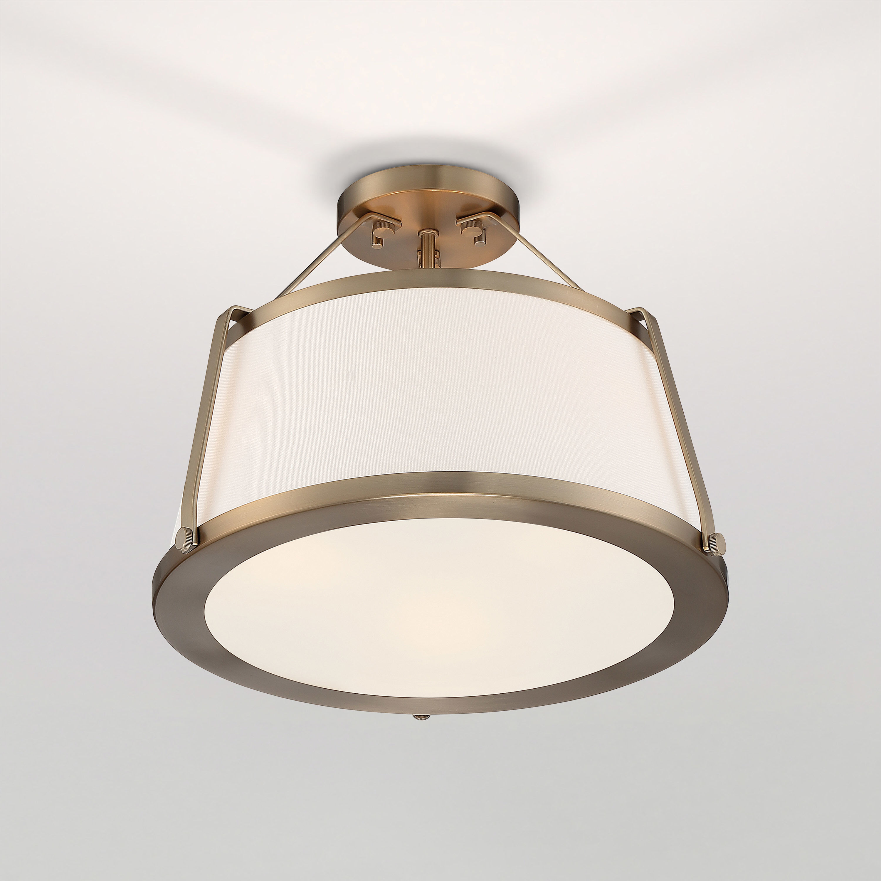 Cutty 3 Light 16 inch Burnished Brass Semi Flush Mount Fixture Ceiling Light