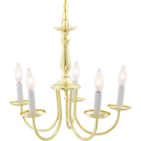 Brentwood 5 Light 18 inch Polished Brass Chandelier Ceiling Light