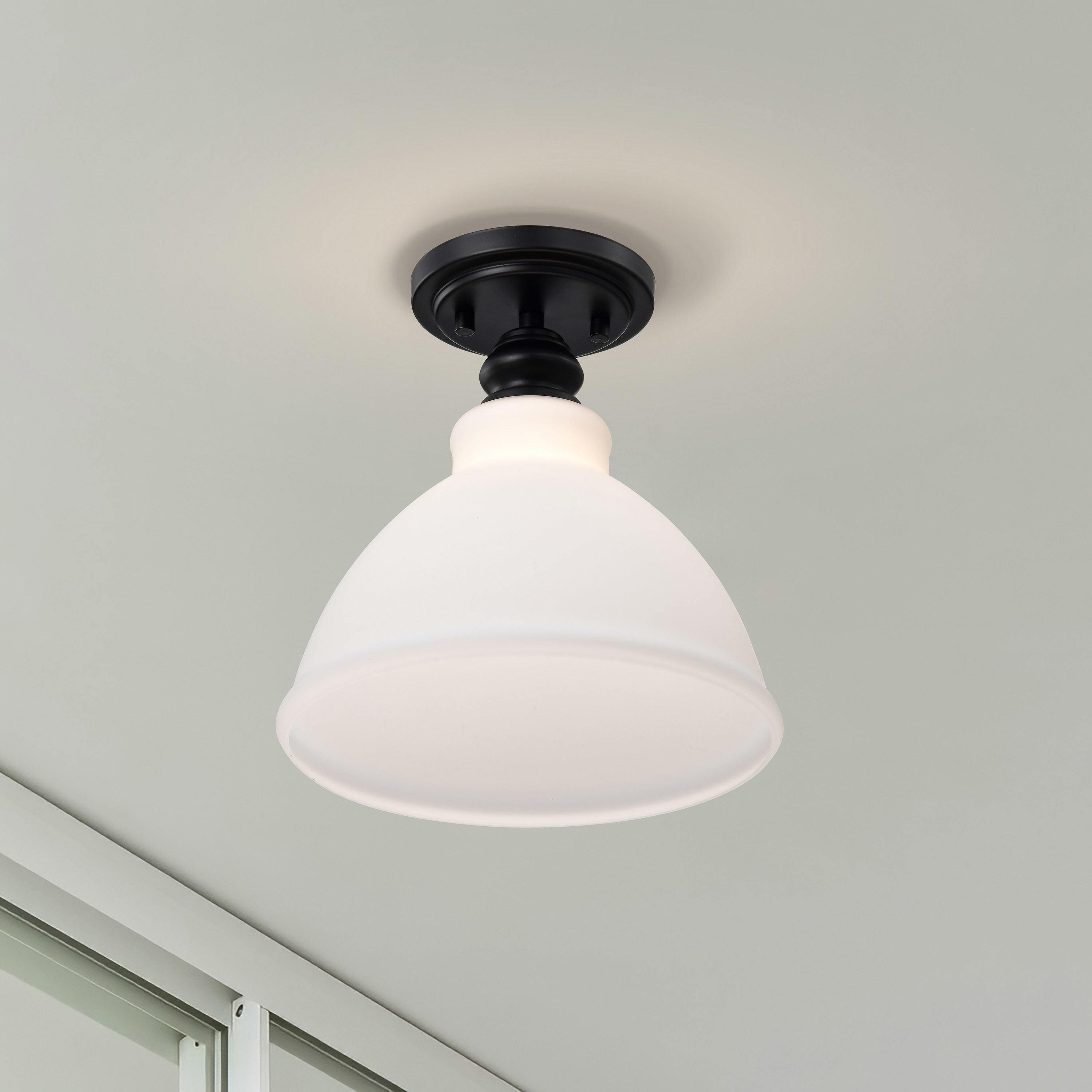 Russel 10 inch Matte Black Semi Flush Mount Ceiling Light