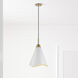 Tango 1 Light 12 inch Matte White/Burnished Brass Pendant Ceiling Light