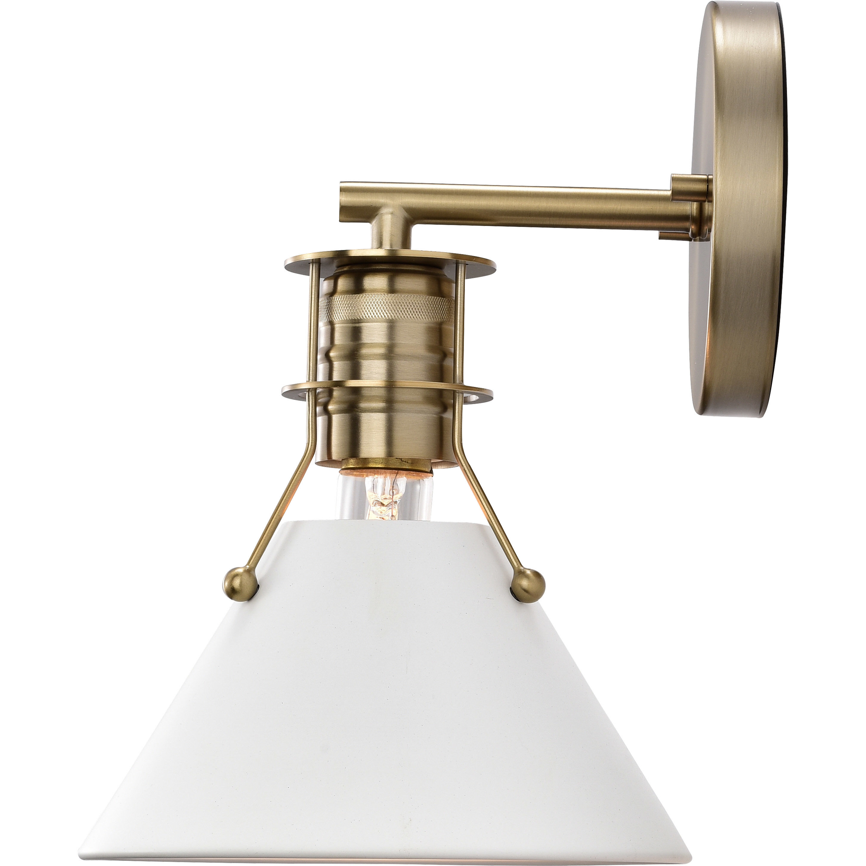 Outpost 1 Light 7 inch Matte White/Burnished Brass Bathroom Vanity Lights Wall Light