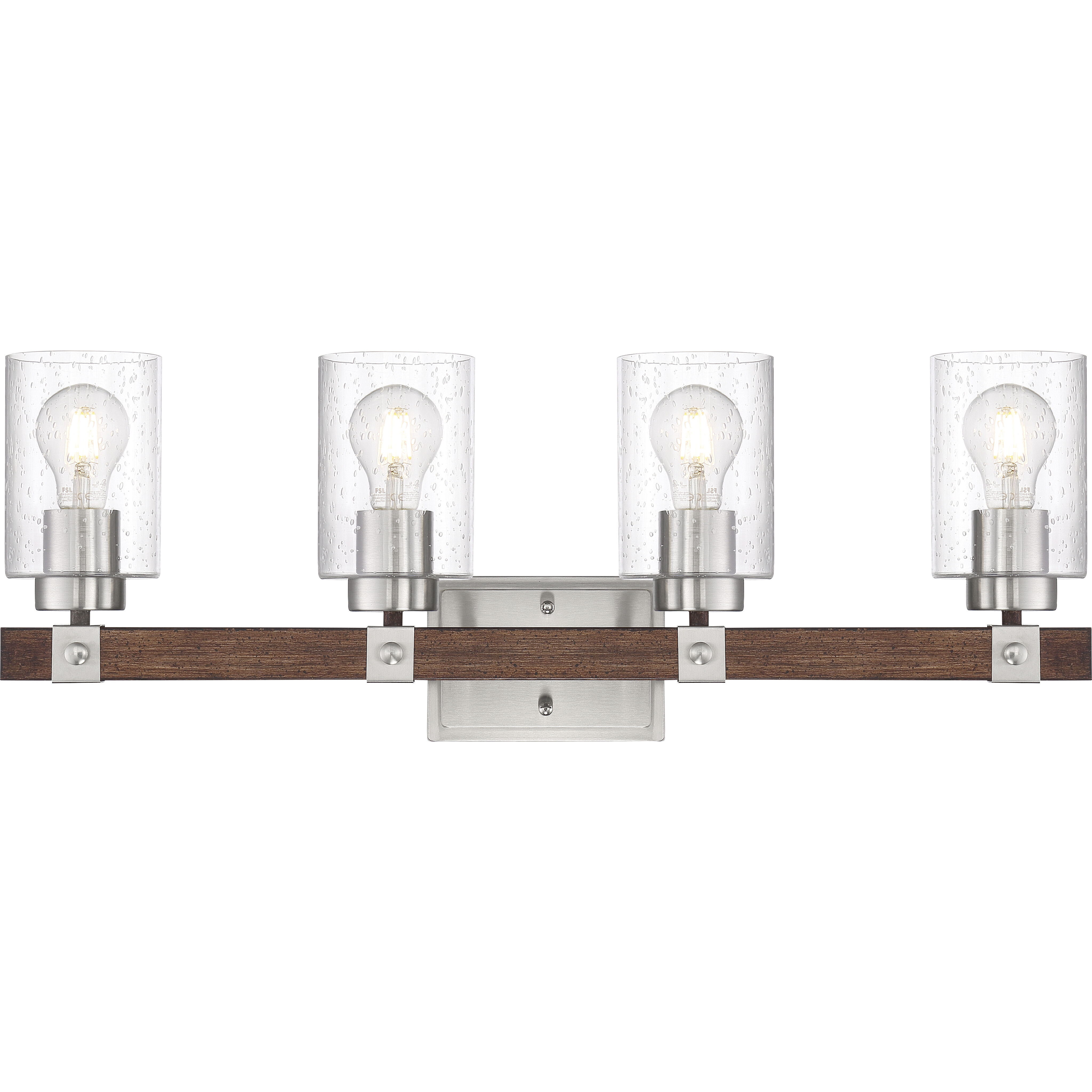 Arabel 4 Light 28.25 inch Brushed Nickel and Nutmeg Wood Vanity Light Wall Light