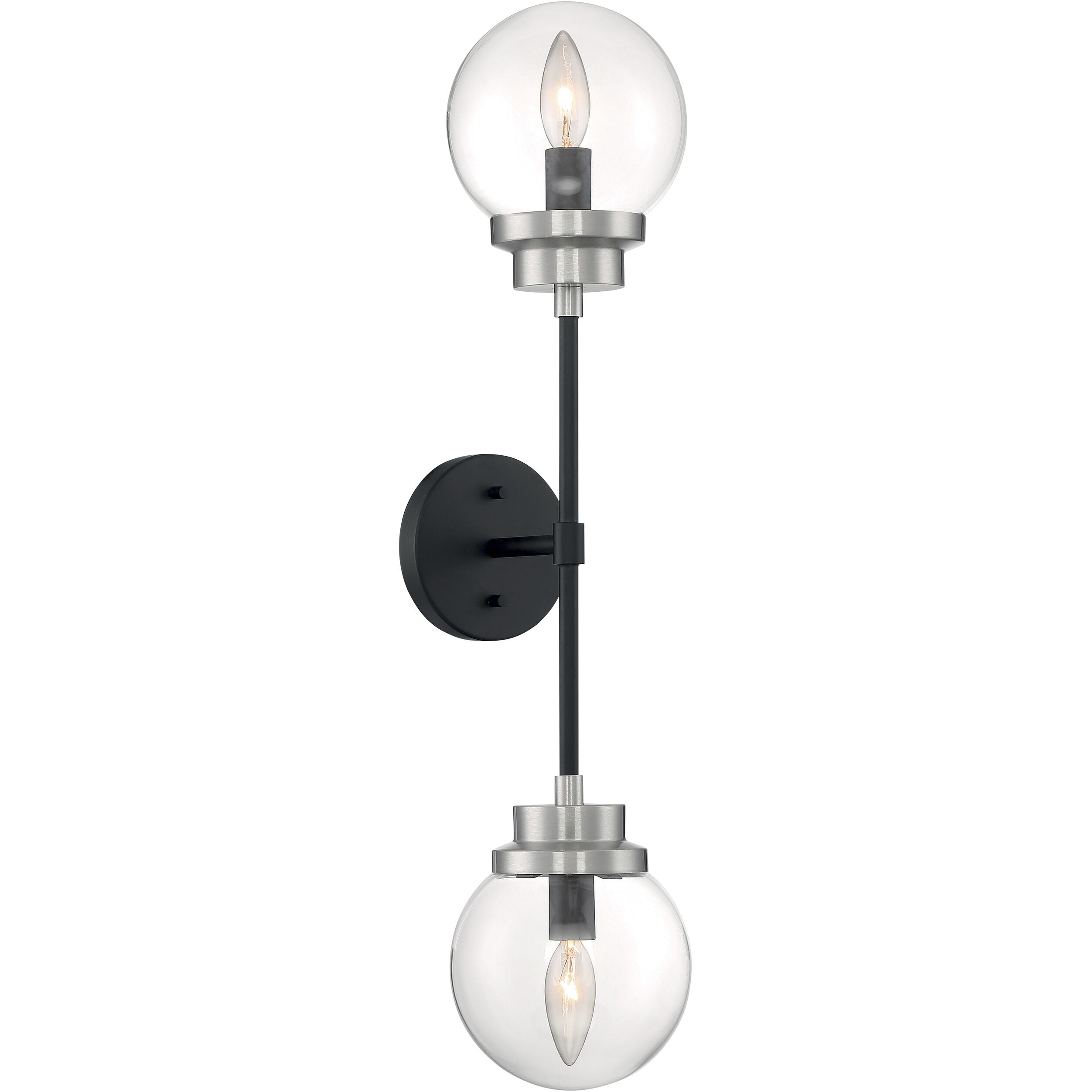 Axis 2 Light 6 inch Matte Black and Brushed Nickel Accents Vanity Light Wall Light