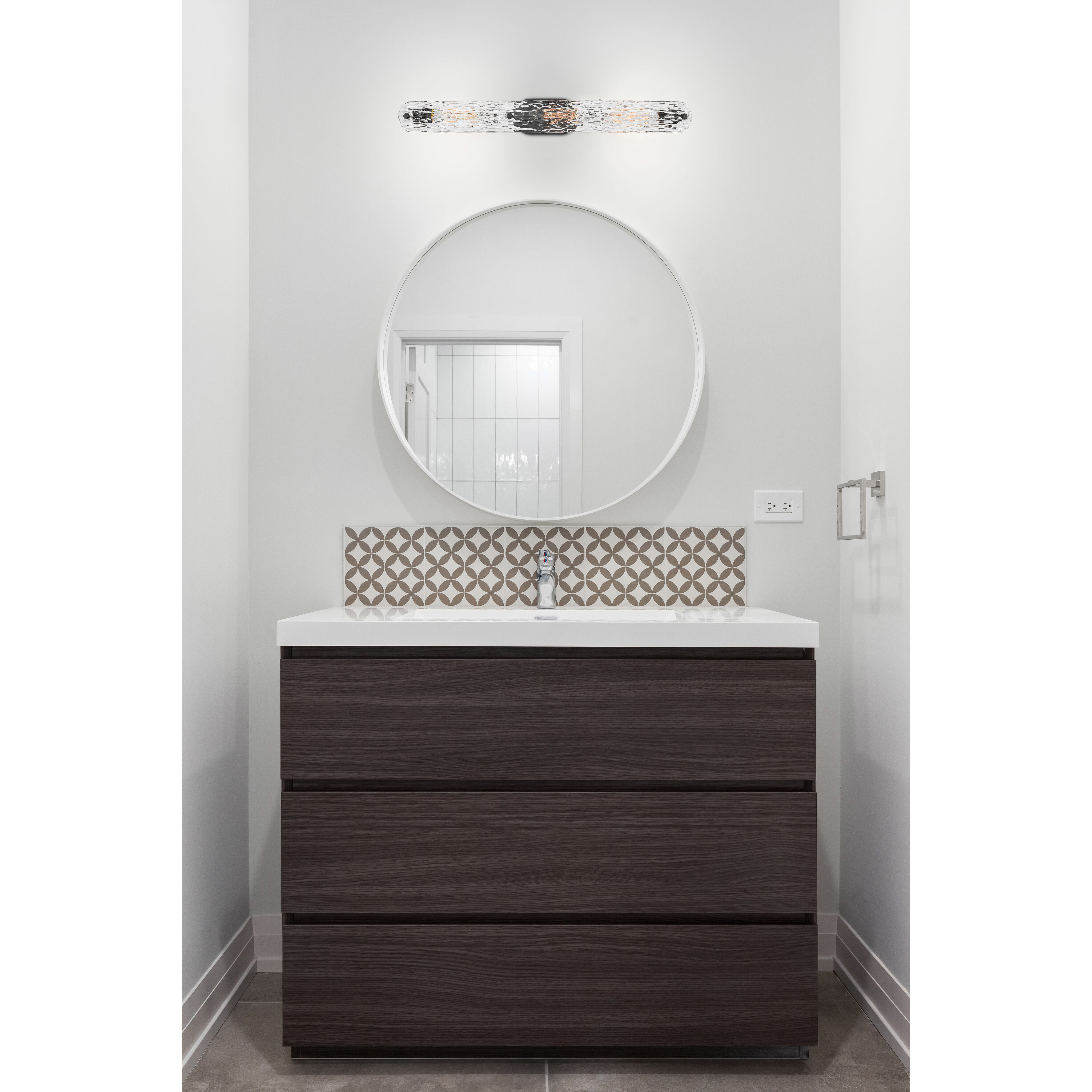 Glacier 3 Light 34 inch Matte Black Bathroom Vanity Light Wall Light