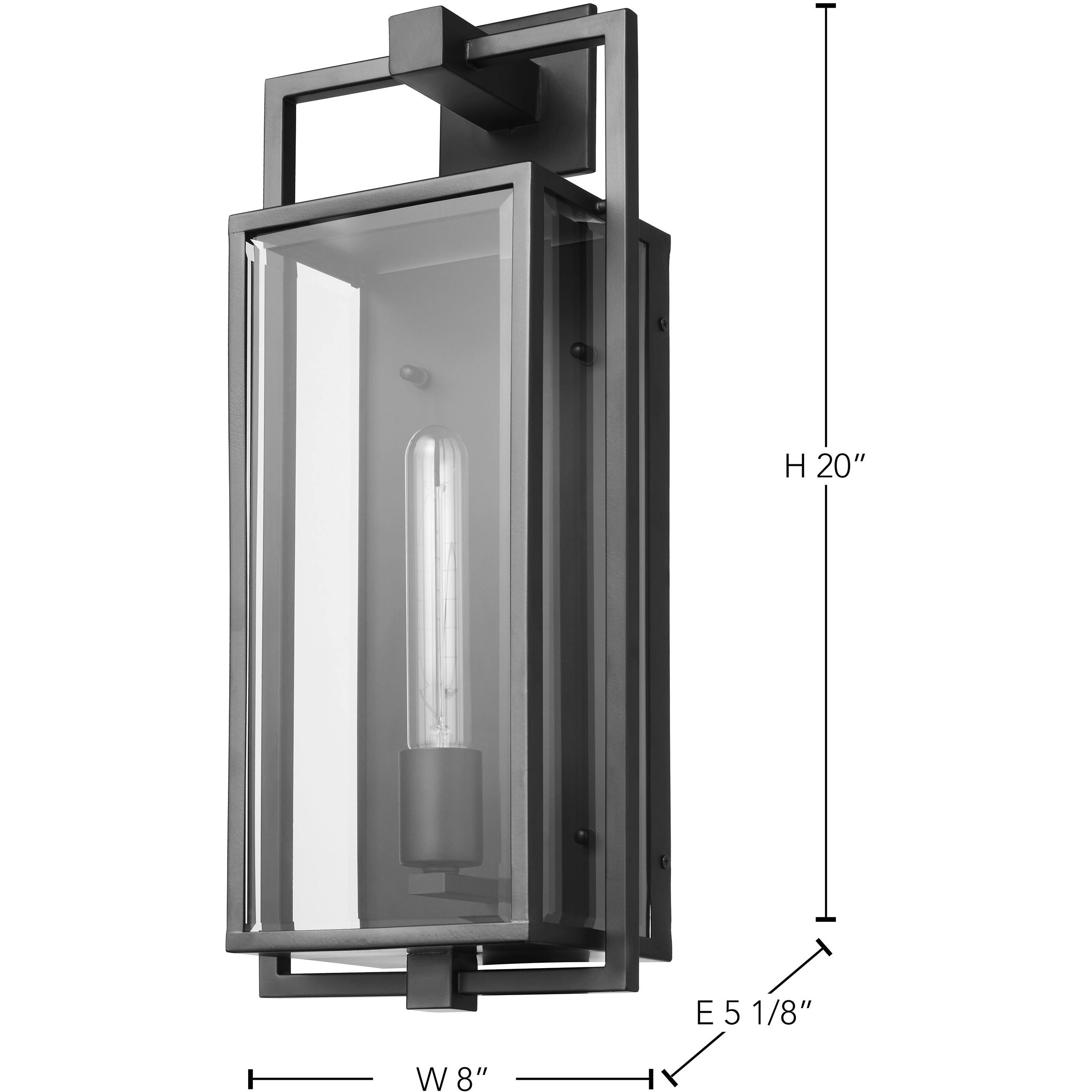 Exhibit 1 Light 20 inch Matte Black Outdoor Wall Sconce