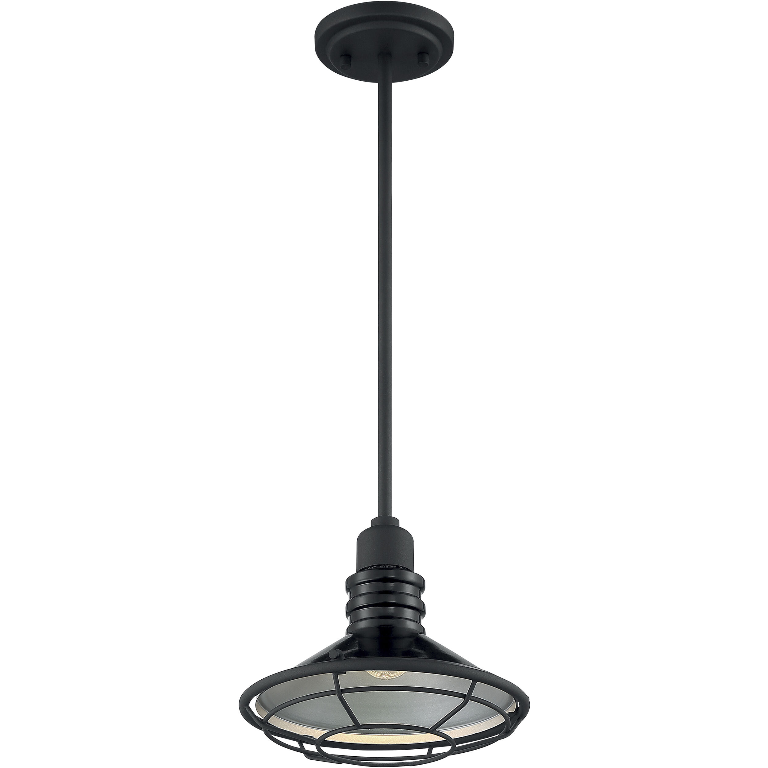 Blue Harbor 1 Light 9.75 inch Gloss Black and Silver Pendant Ceiling Light