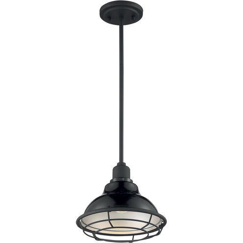 Newbridge 1 Light 10 inch Gloss Black and Silver Pendant Ceiling Light