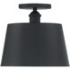 Motif 1 Light 10 inch Black and Gold Accents Semi Flush Mount Fixture Ceiling Light