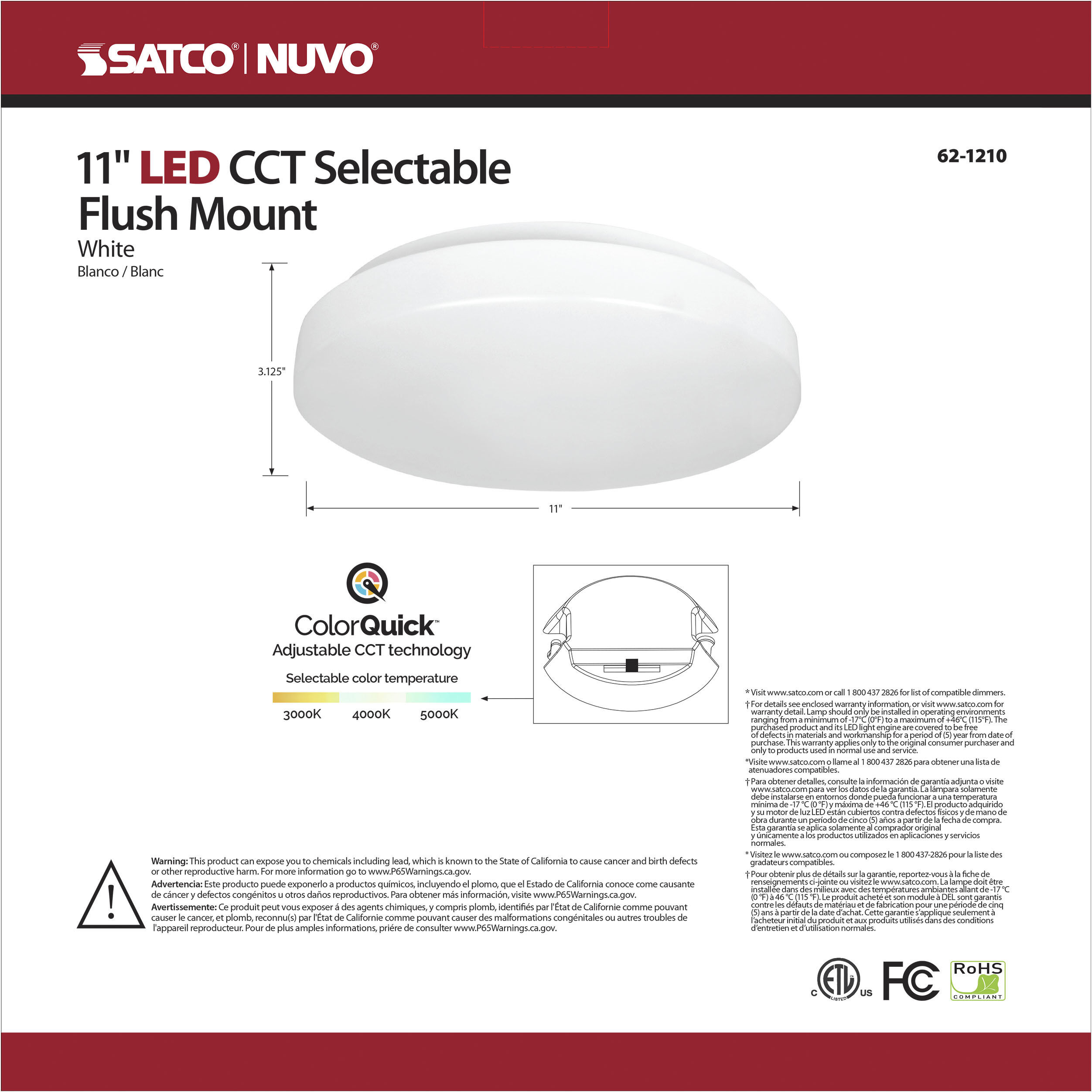 Cloud LED 11.54 inch White Flush Mount Ceiling Light