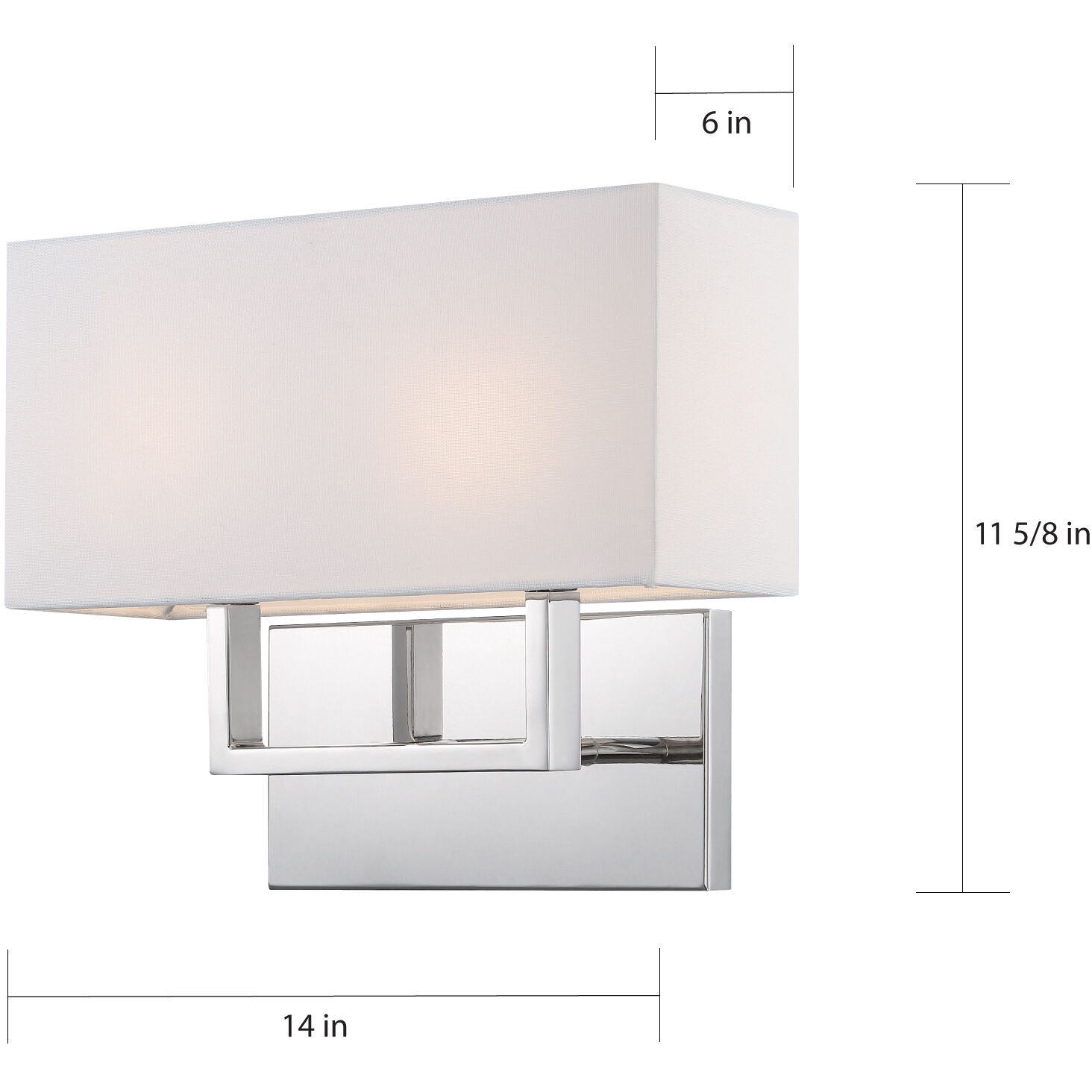 Tribeca 2 Light 14 inch Polished Nickel and White Fabric Vanity Light Wall Light