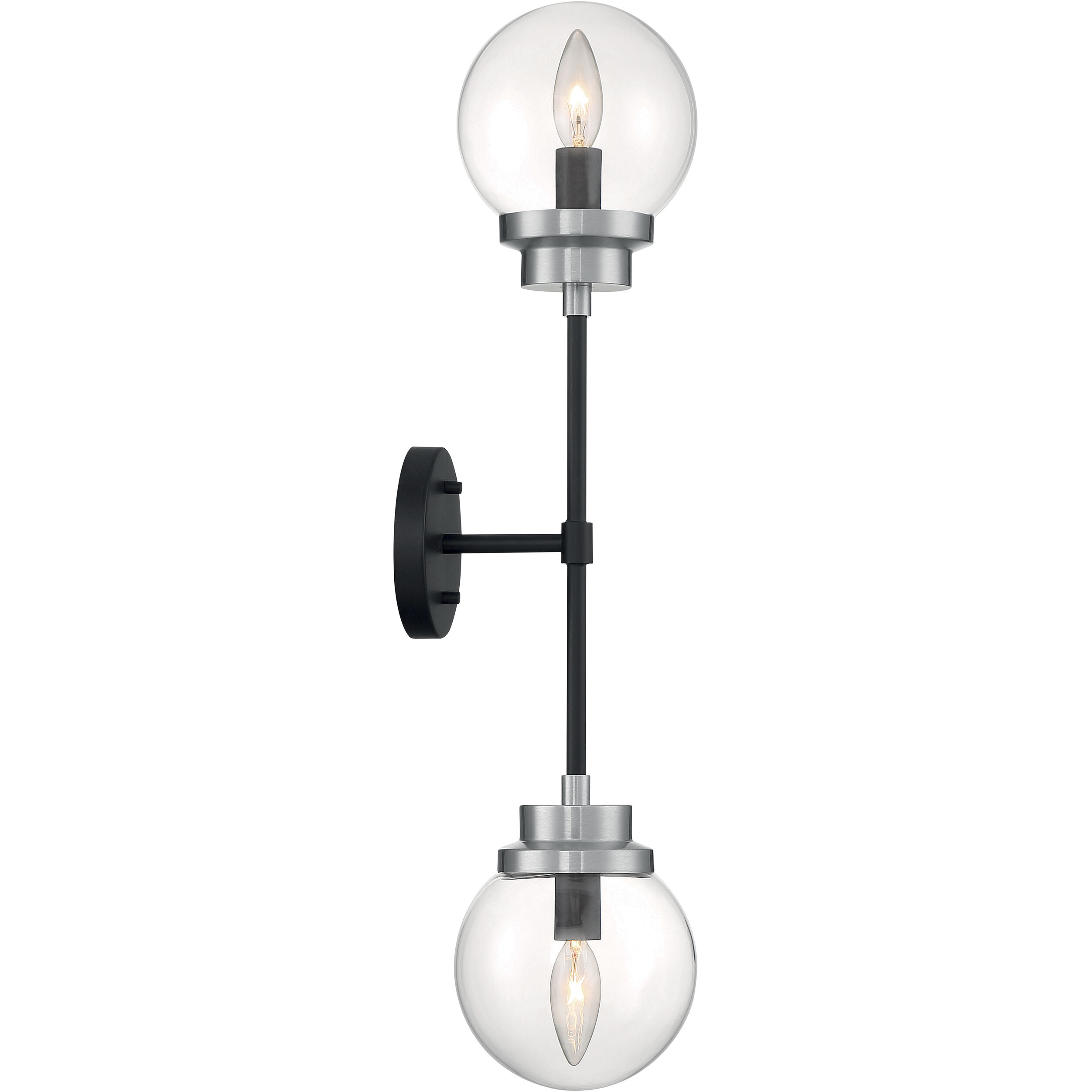 Axis 2 Light 6 inch Matte Black and Brushed Nickel Accents Vanity Light Wall Light