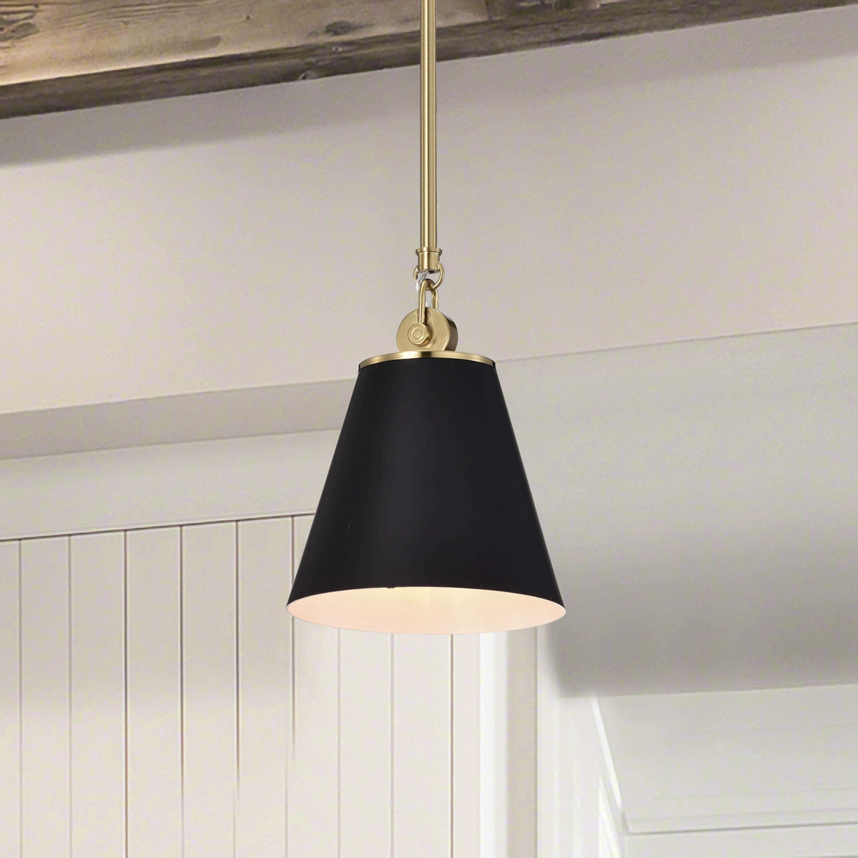 Dover 1 Light 7 inch Black/Vintage Brass Pendant Ceiling Light