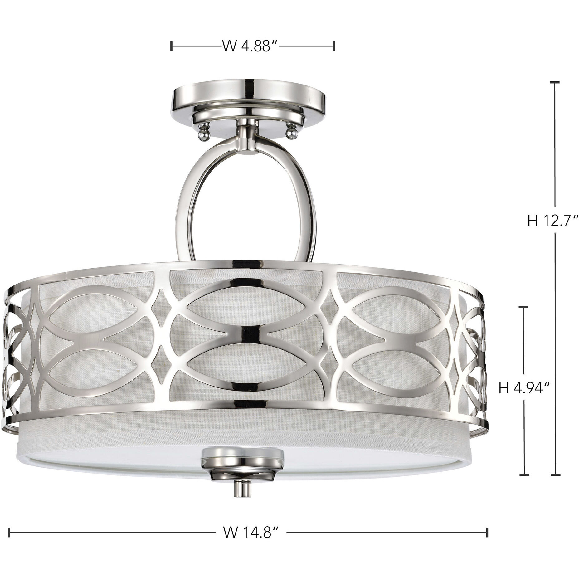 Harlow 3 Light 15 inch Polished Nickel Semi Flush Mount Ceiling Light