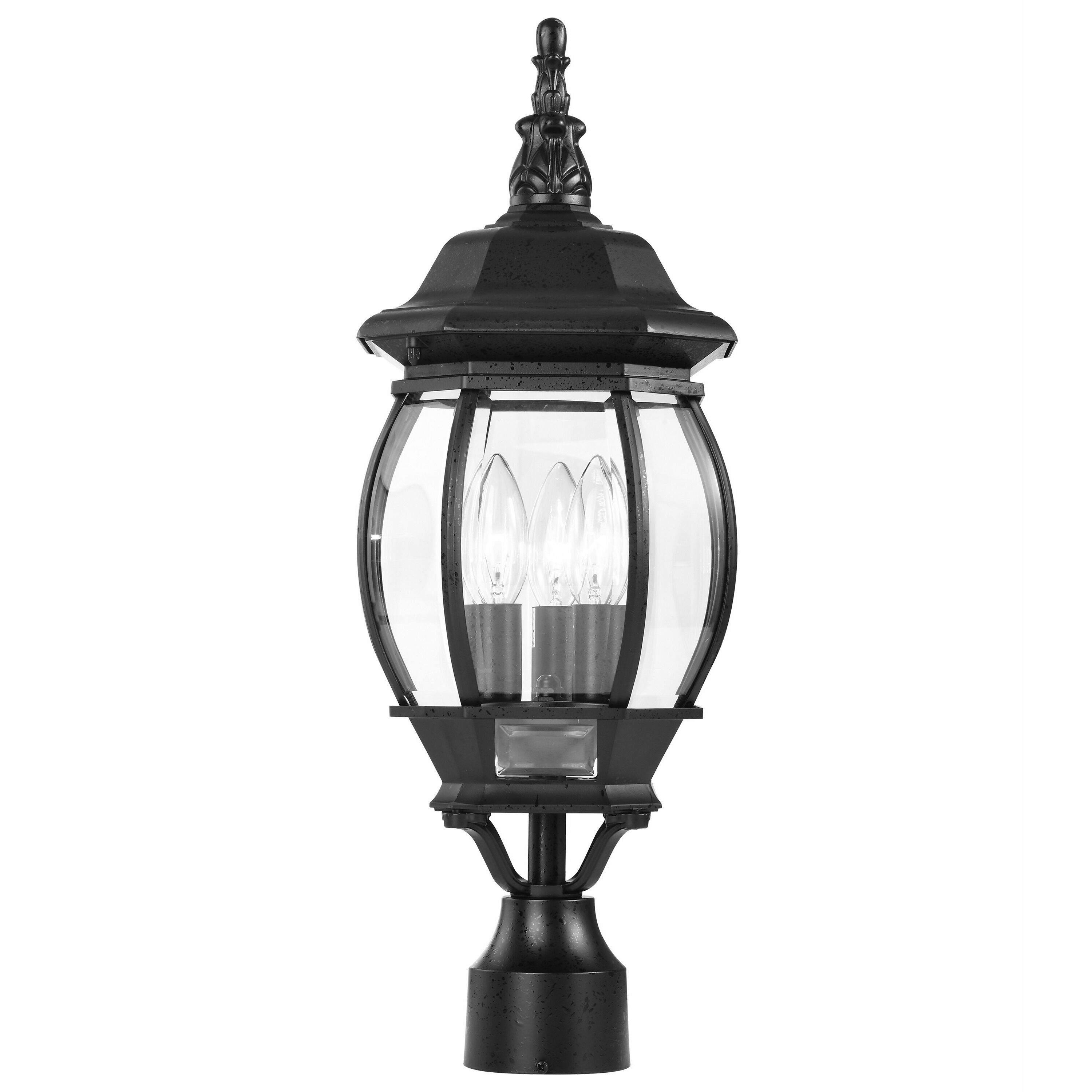 Central Park 3 Light 21 inch Textured Black Outdoor Post Lantern