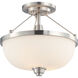 Helium 2 Light 13.75 inch Brushed Nickel Semi Flush Mount Ceiling Light