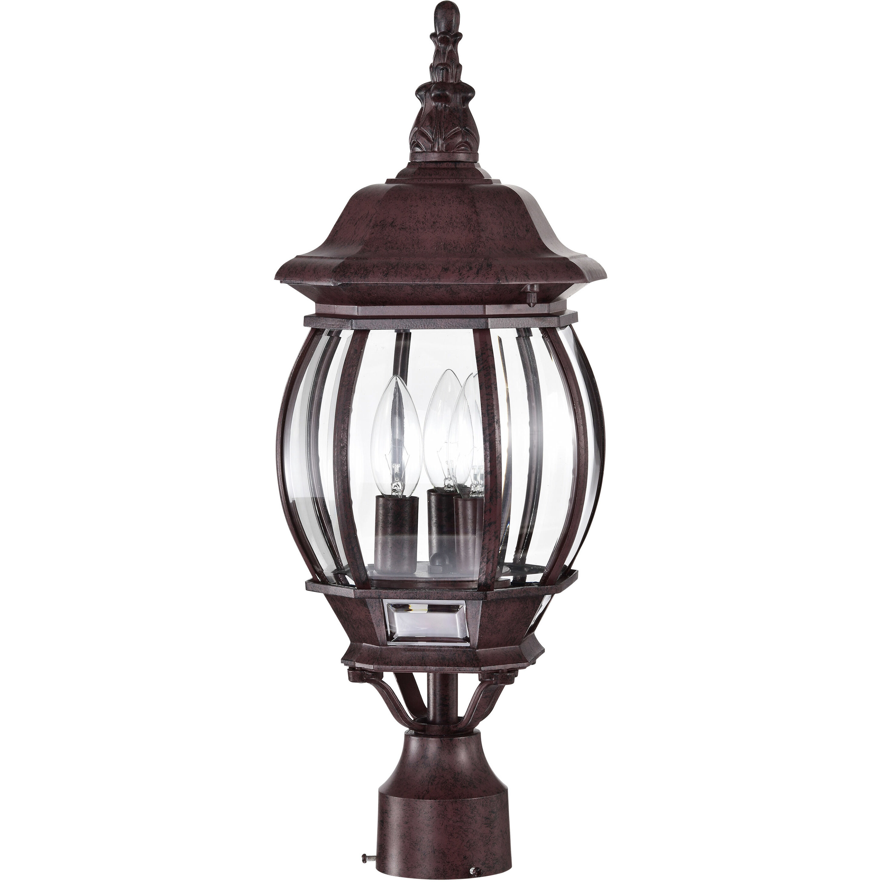 Central Park 3 Light 21 inch Old Bronze Outdoor Post Lantern