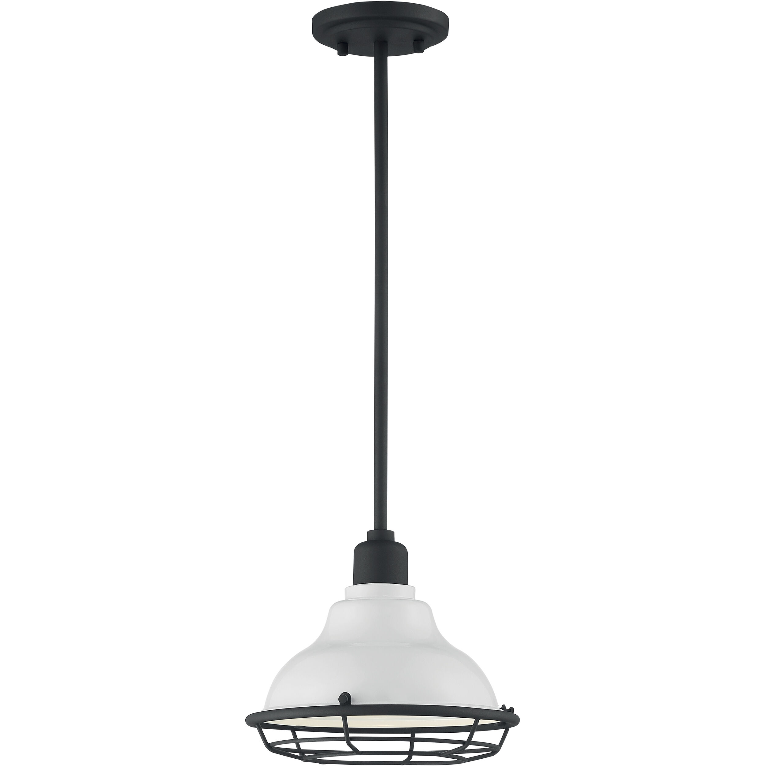 Newbridge 1 Light 9.75 inch Gloss White and Black Accents Pendant Ceiling Light