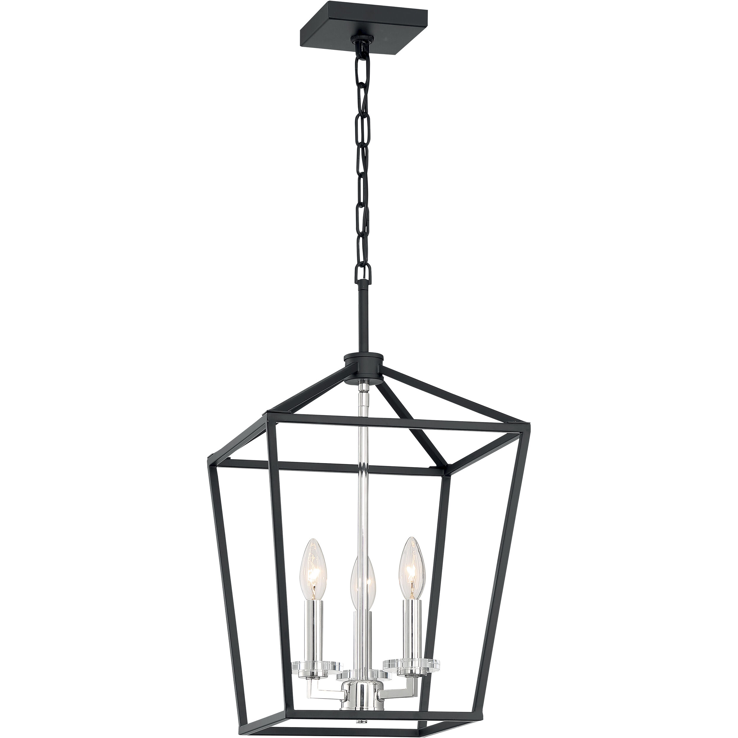 Storyteller 3 Light 12 inch Matte Black and Polished Nickel Accents Pendant Ceiling Light