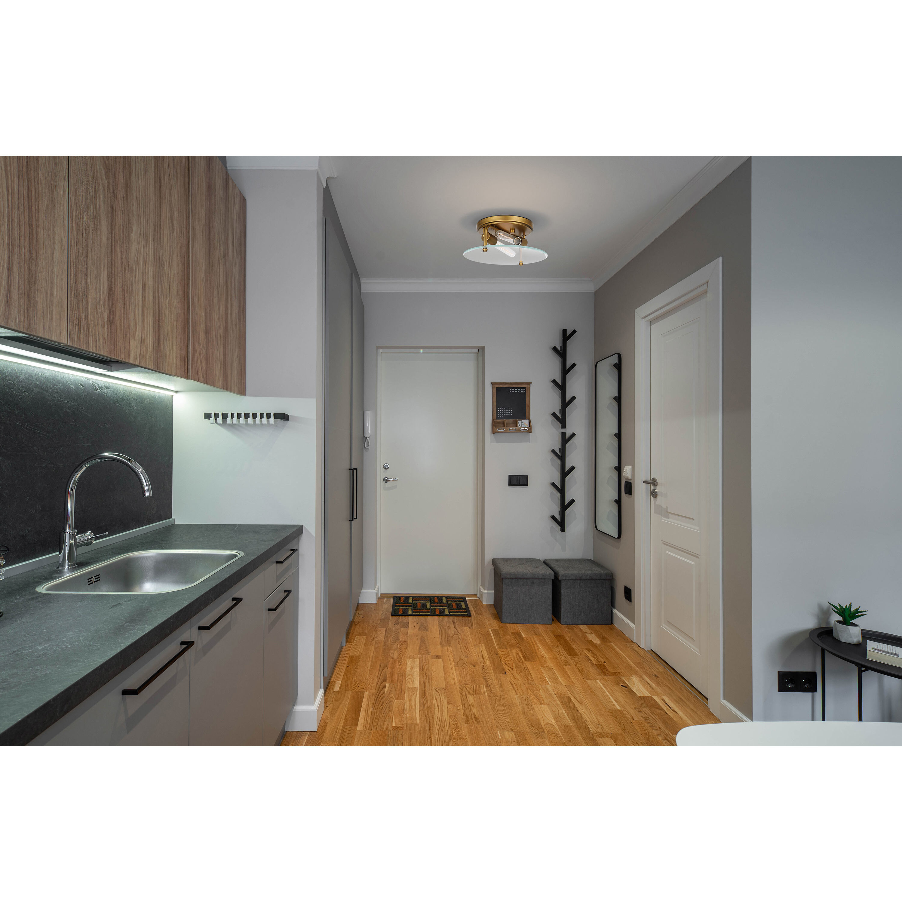 Teton 2 Light 13 inch Natural Brass Flush Mount Ceiling Light