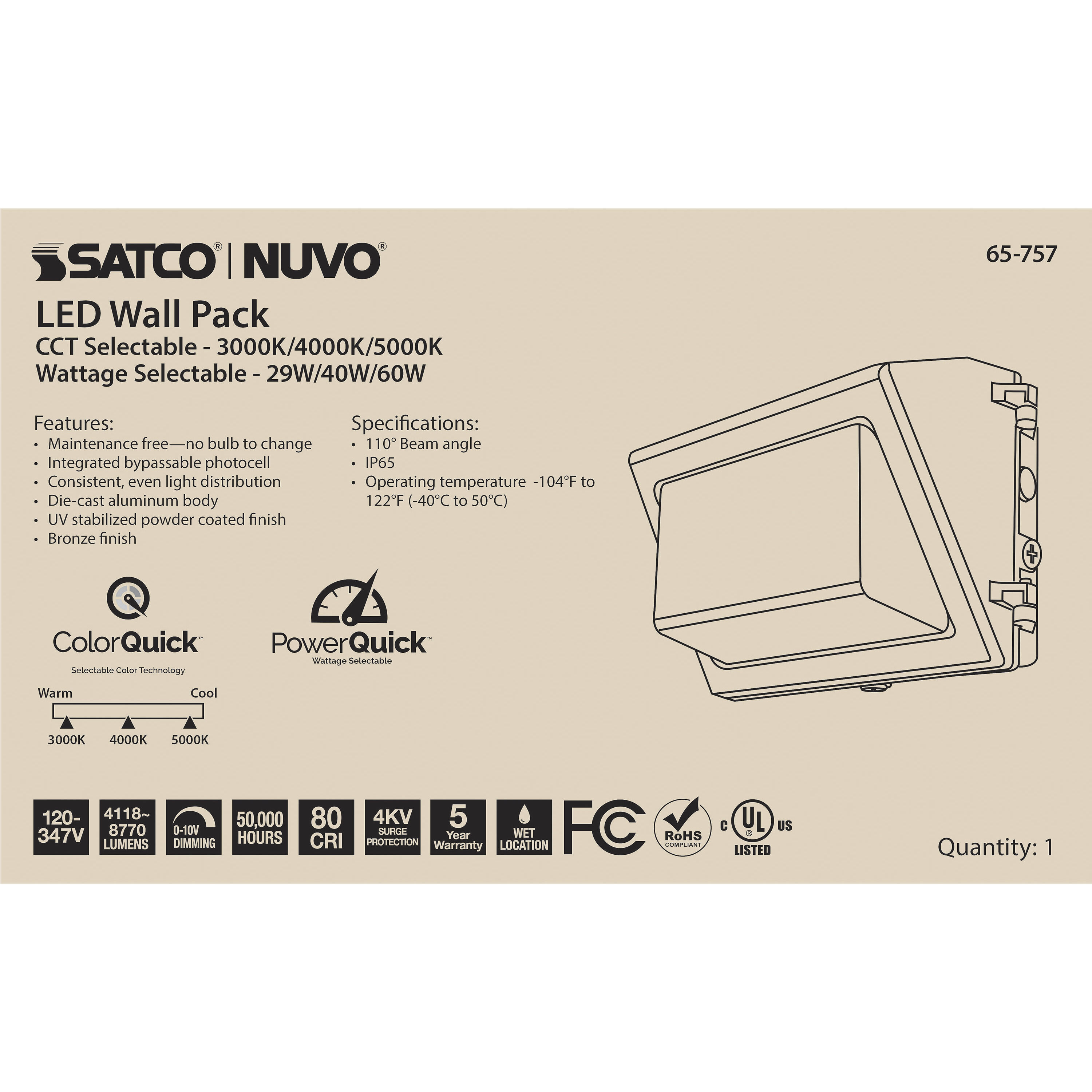 Brentwood LED 9 inch Bronze Outdoor/Indoor Wall Pack