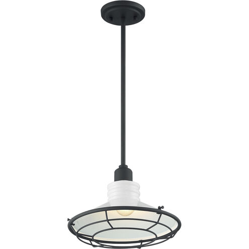 Blue Harbor 1 Light 12 inch Gloss White and Black Accents Pendant Ceiling Light