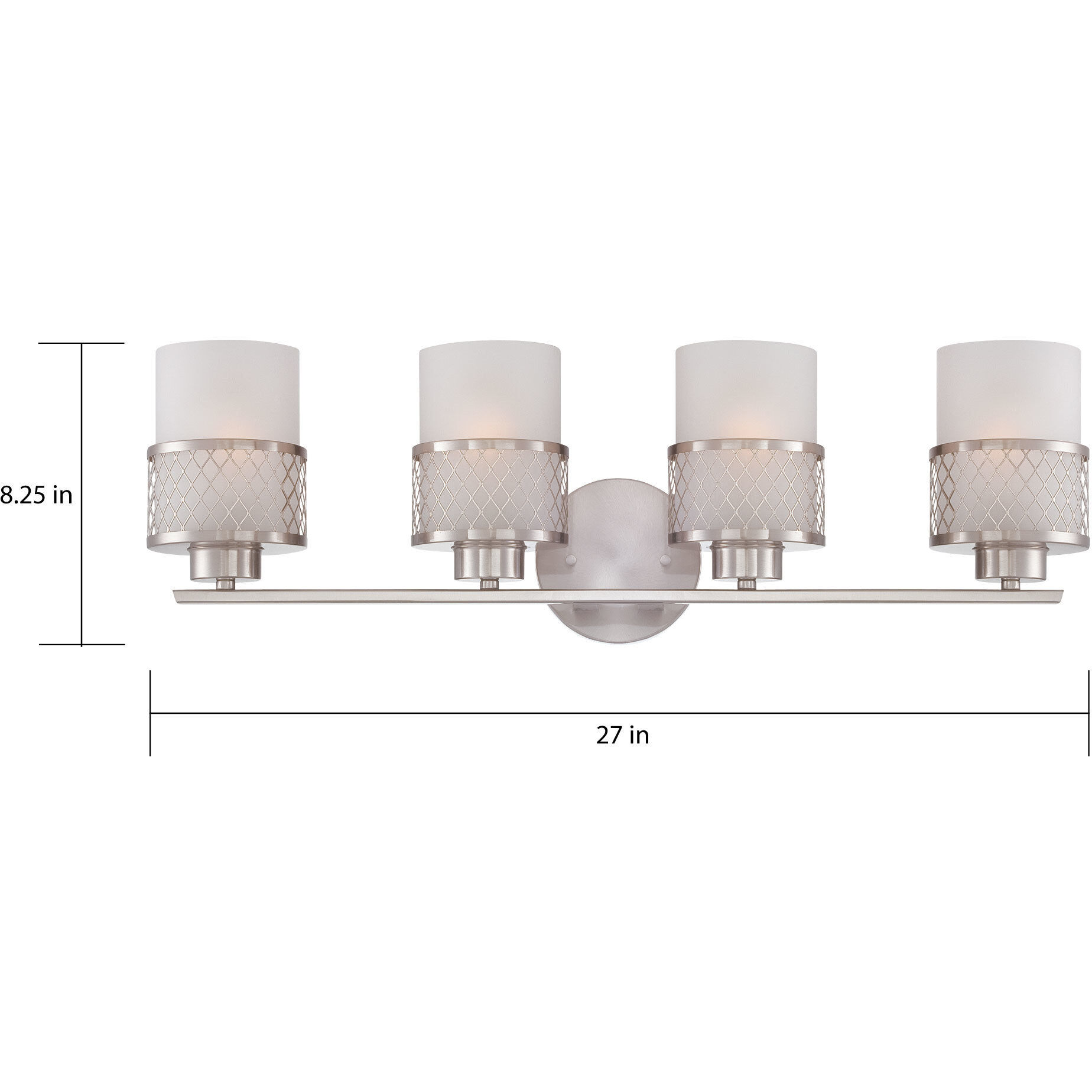 Fusion 4 Light 27 inch Brushed Nickel Vanity Light Wall Light