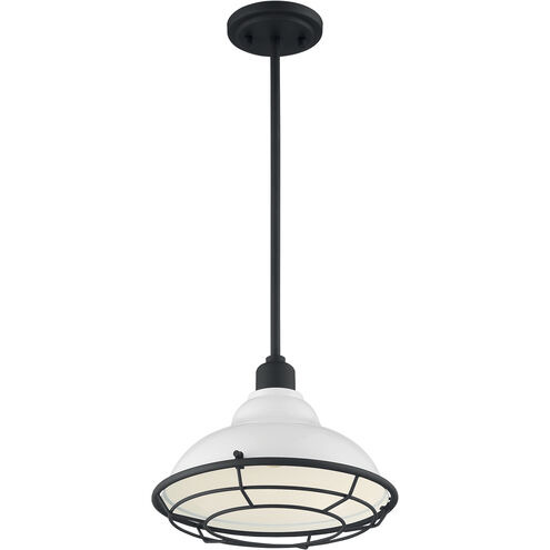 Newbridge 1 Light 12 inch Gloss White and Black Accents Pendant Ceiling Light