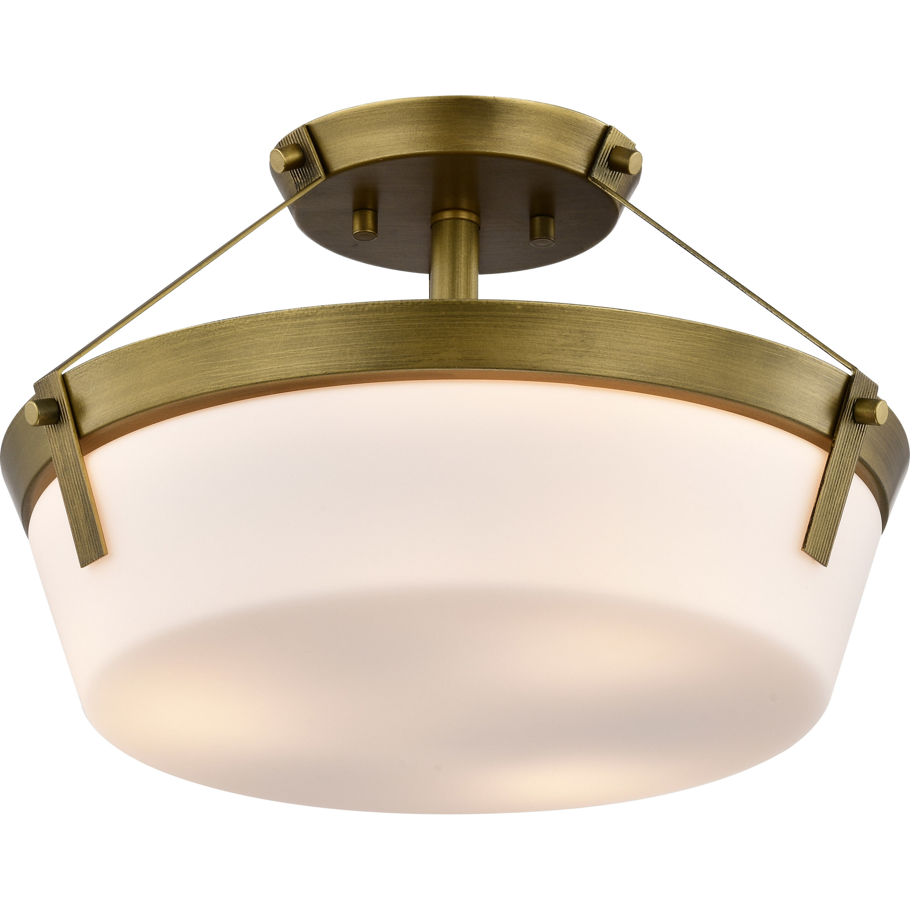 Rowen 3 Light 14.63 inch Natural Brass Semi Flush Mount Ceiling Light