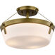 Rowen 3 Light 14.63 inch Natural Brass Semi Flush Mount Ceiling Light