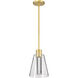 Aura LED 7.25 inch Brushed Brass Pendant Ceiling Light