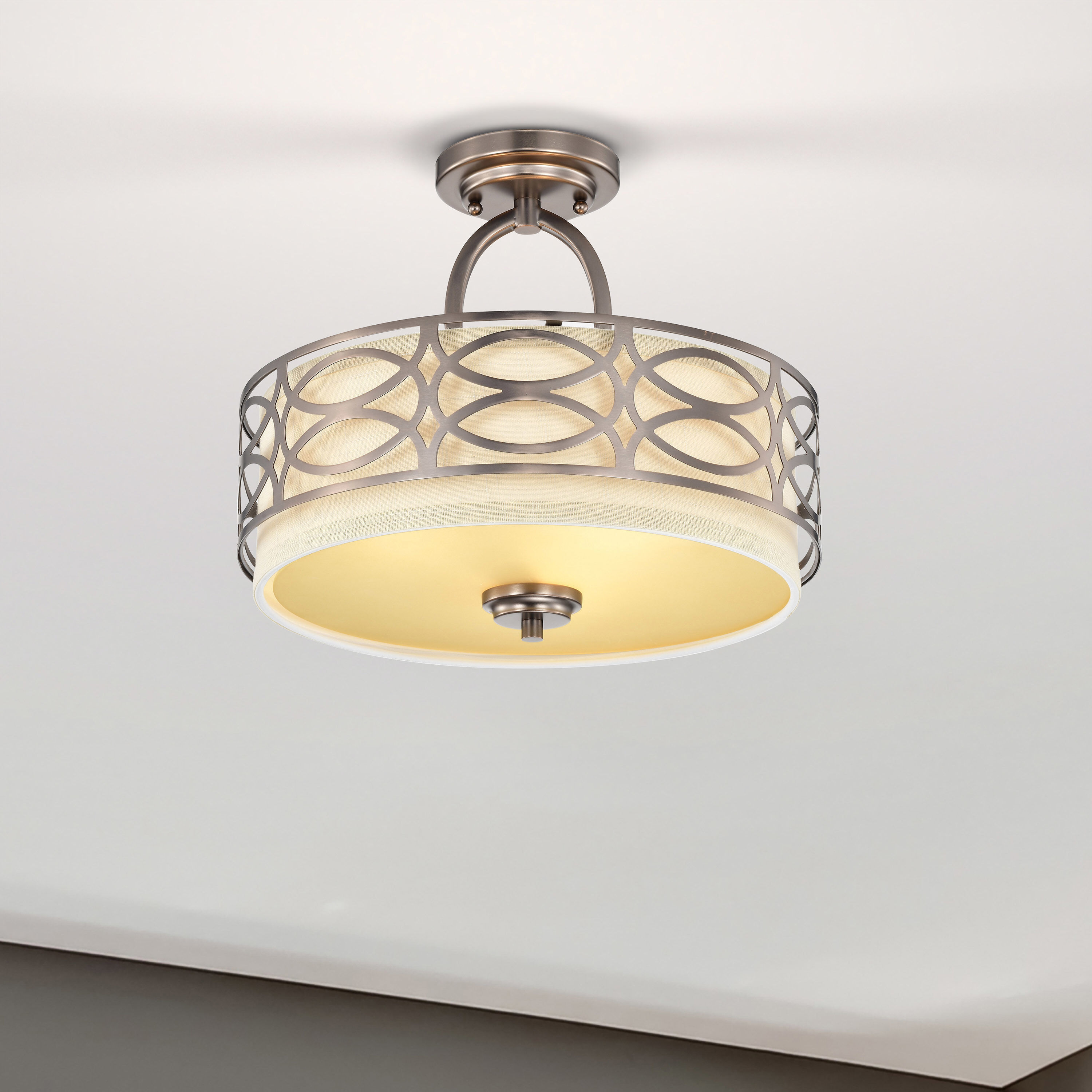 Harlow 3 Light 15 inch Hazel Bronze Semi Flush Mount Ceiling Light