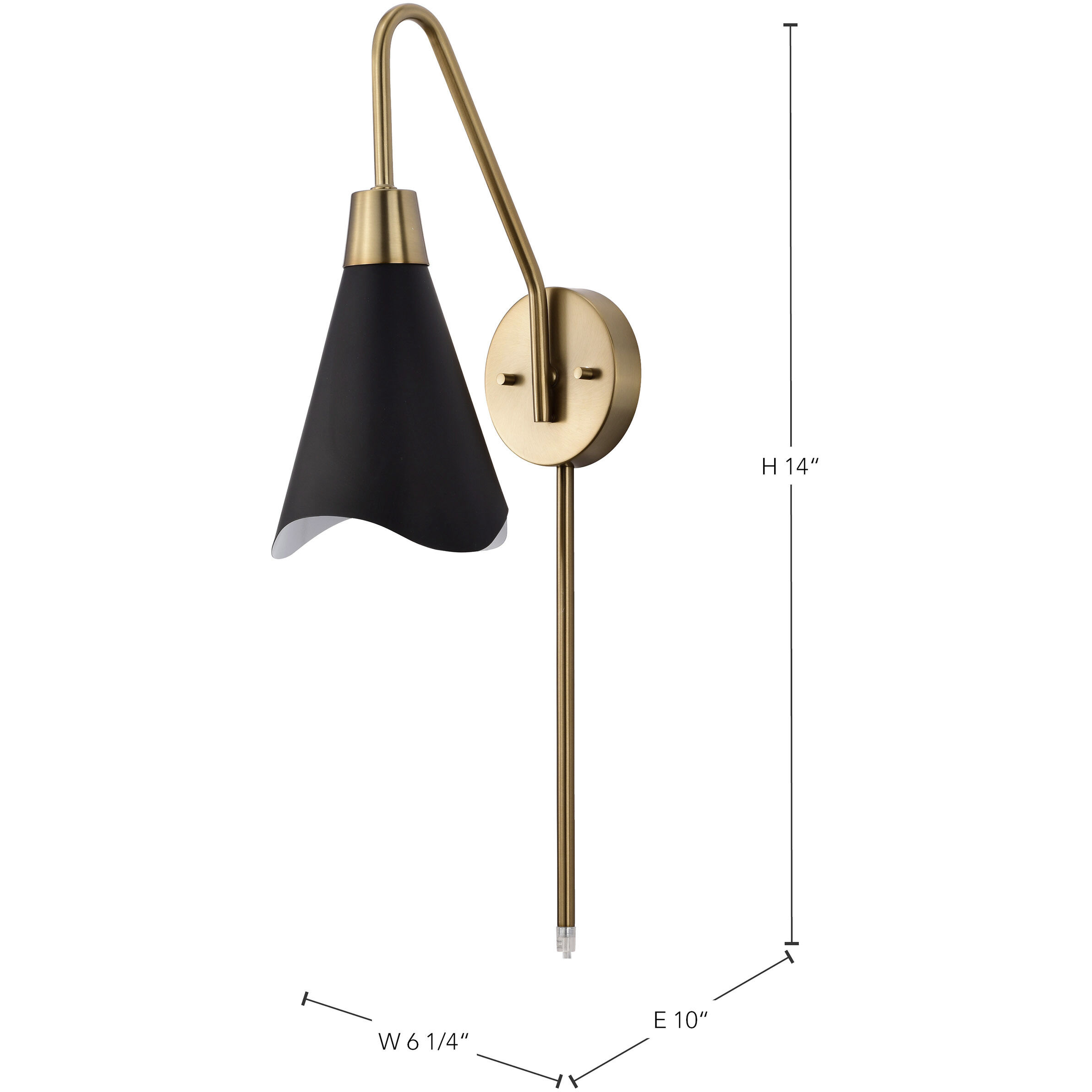 Tango 1 Light 6 inch Matte Black/Burnished Brass Bathroom Vanity Lights Wall Light
