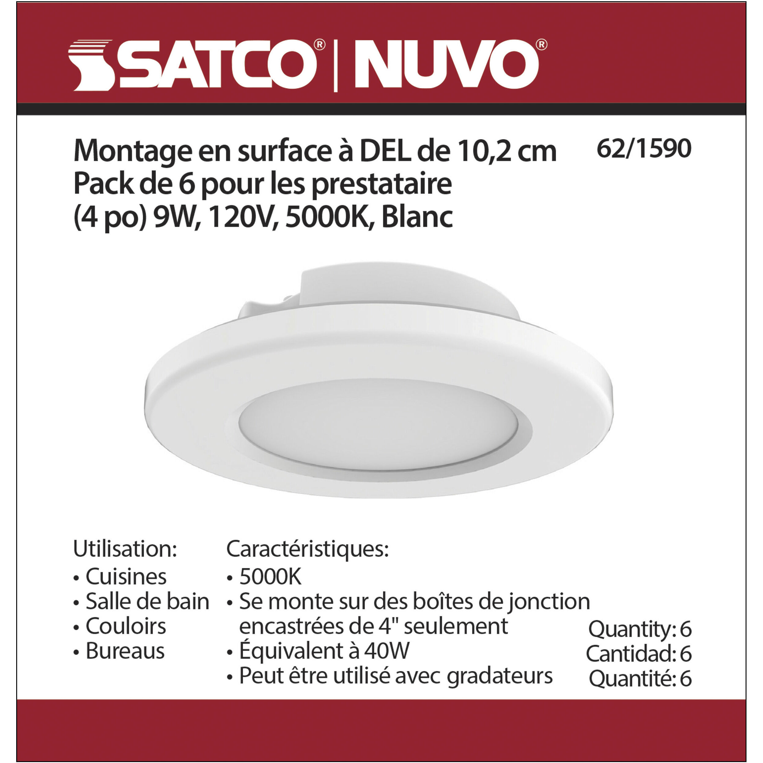 ColorQuick LED 5 inch White Close-to-Ceiling Ceiling Light, Edge Lit