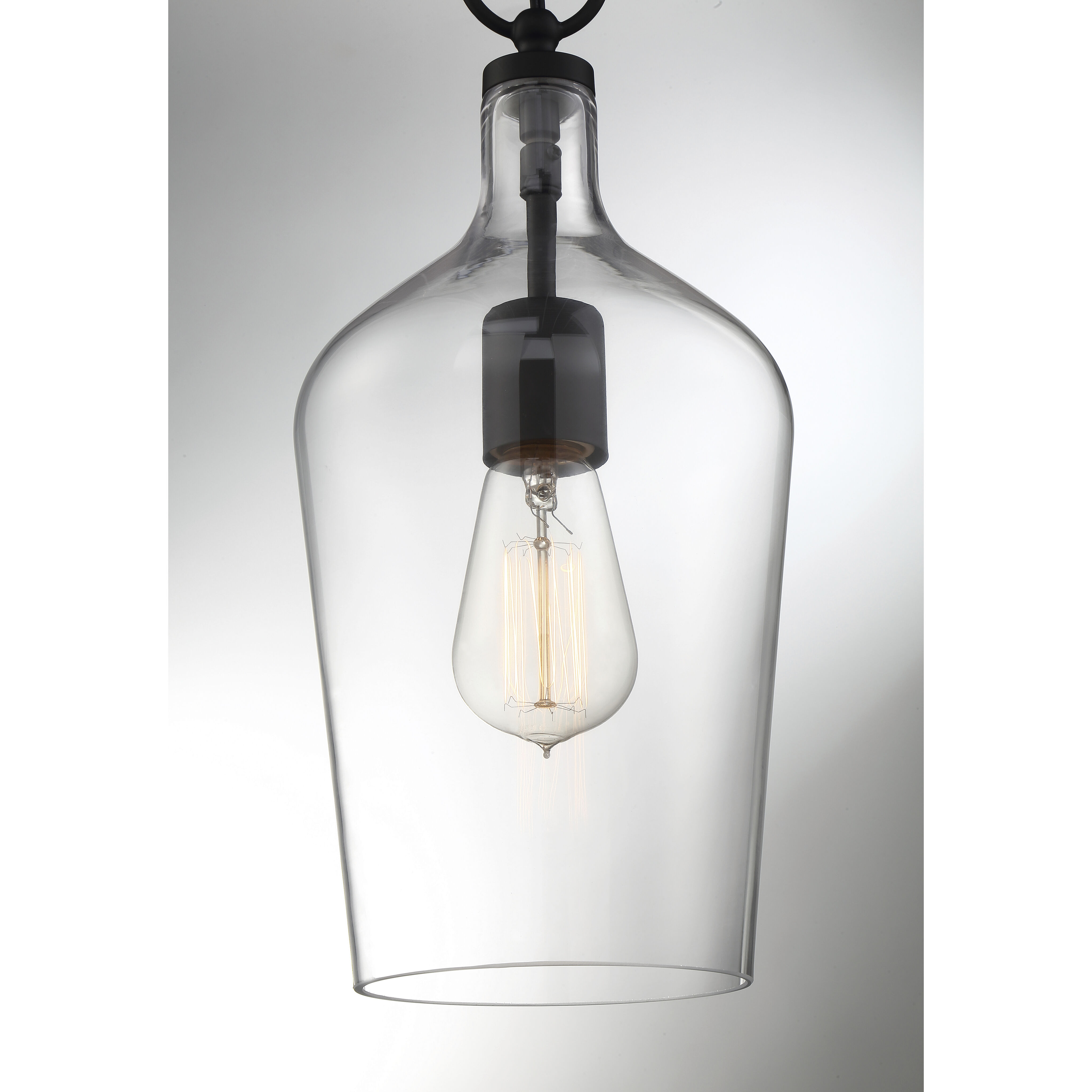 Hartley 1 Light 7 inch Matte Black and Clear Pendant Ceiling Light
