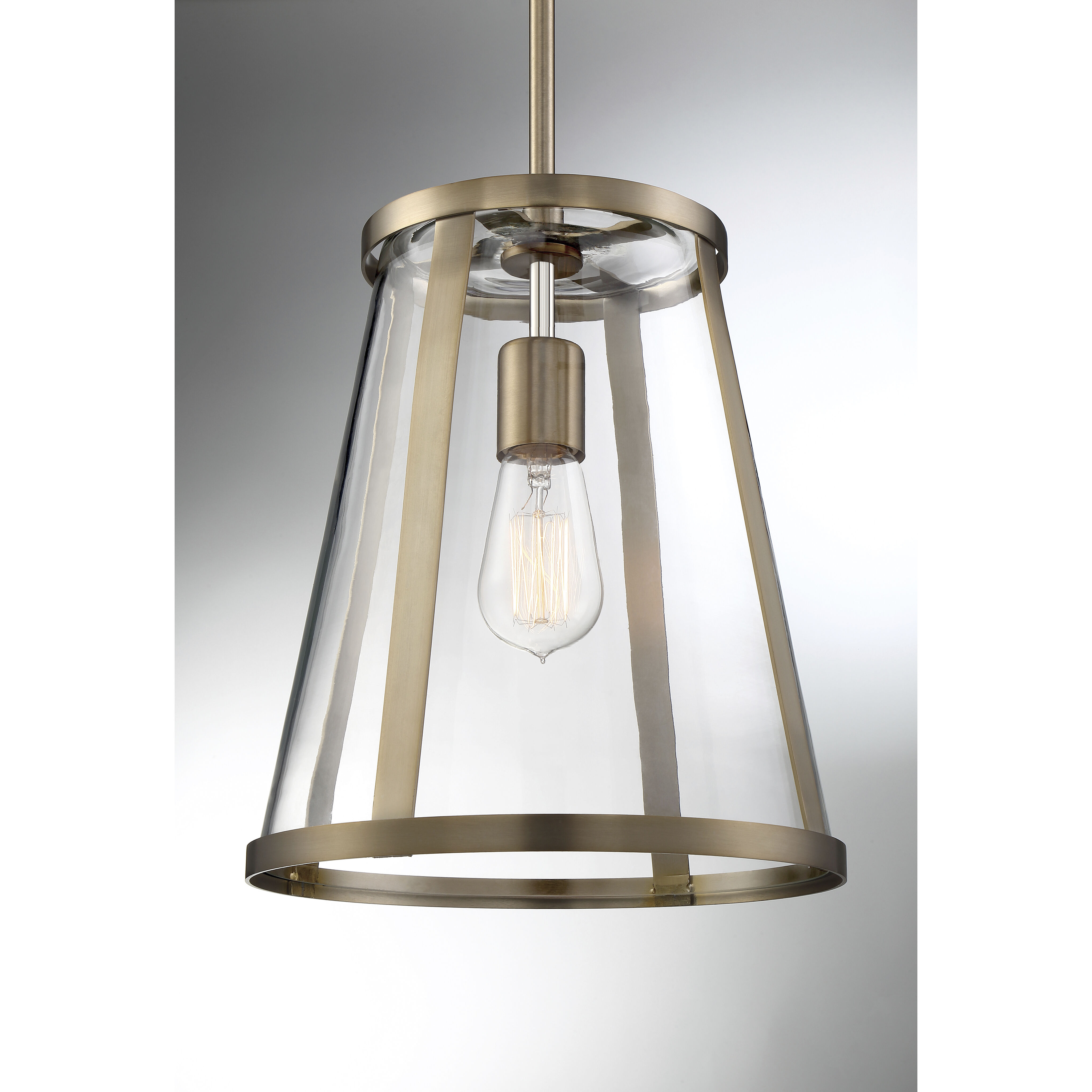 Bruge 1 Light 11 inch Burnished Brass and Clear Pendant Ceiling Light