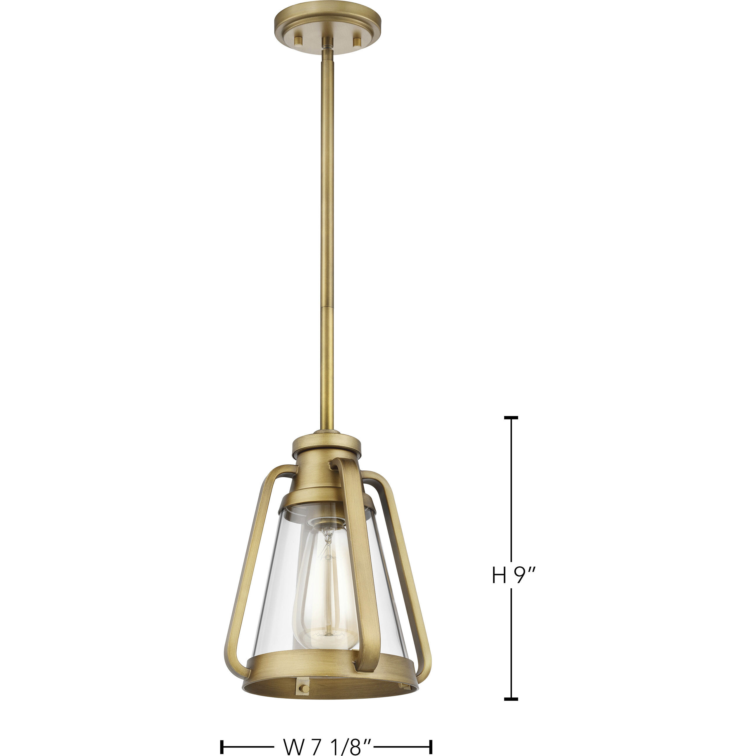 Everett 1 Light 7.13 inch Natural Brass Mini-Pendant Ceiling Light