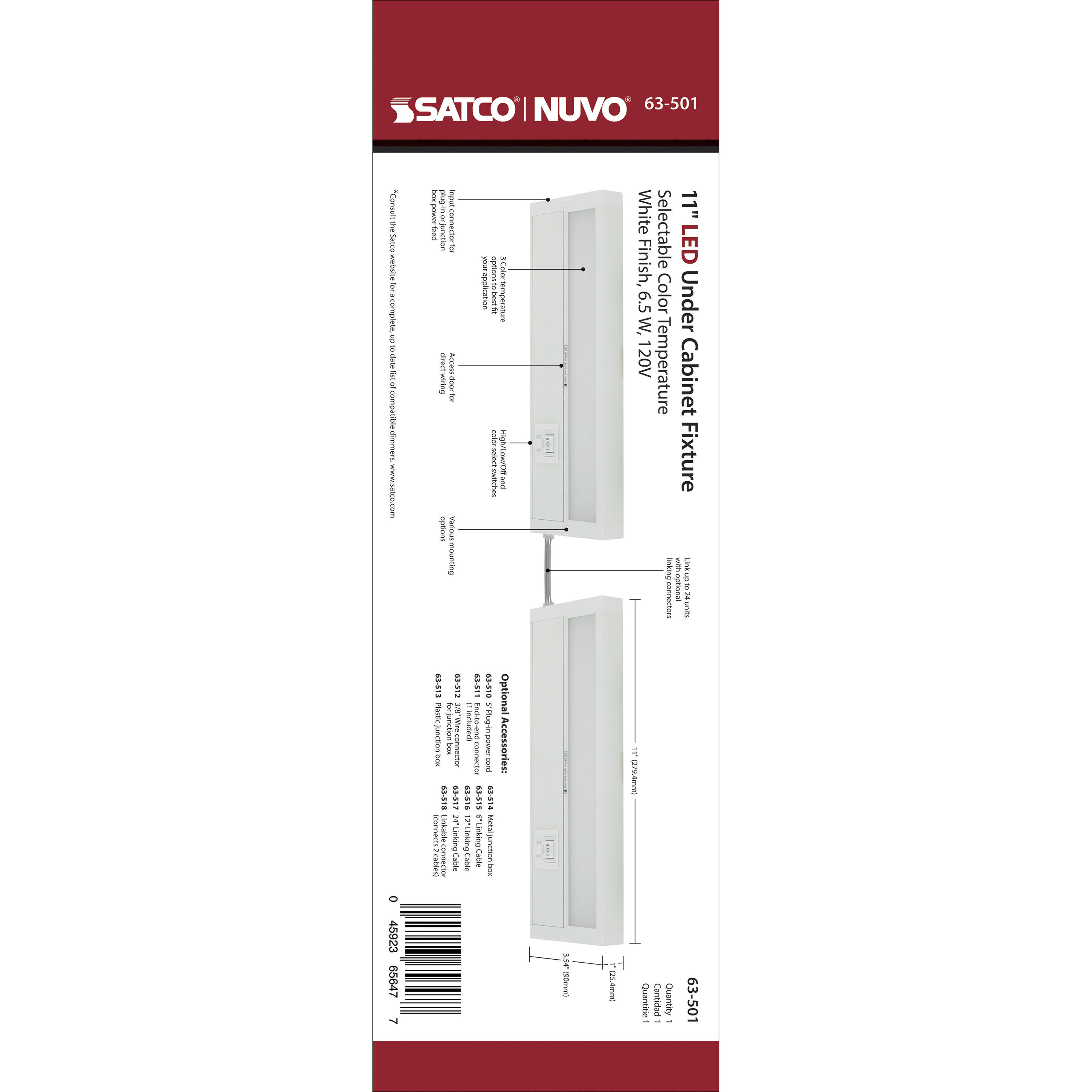 CounterQuick 120 LED 11 inch White Under Cabinet & Cove, Linear Strip